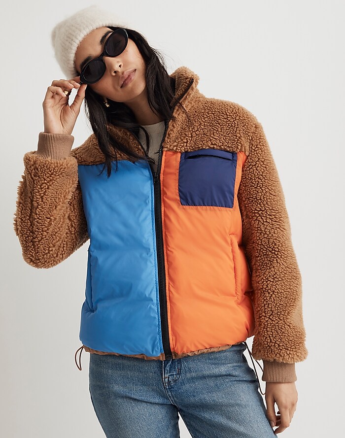 Madewell Women's Mwl Reversible Puffer Hoodie Jacket in Spiced Raisin - Size Xxs
