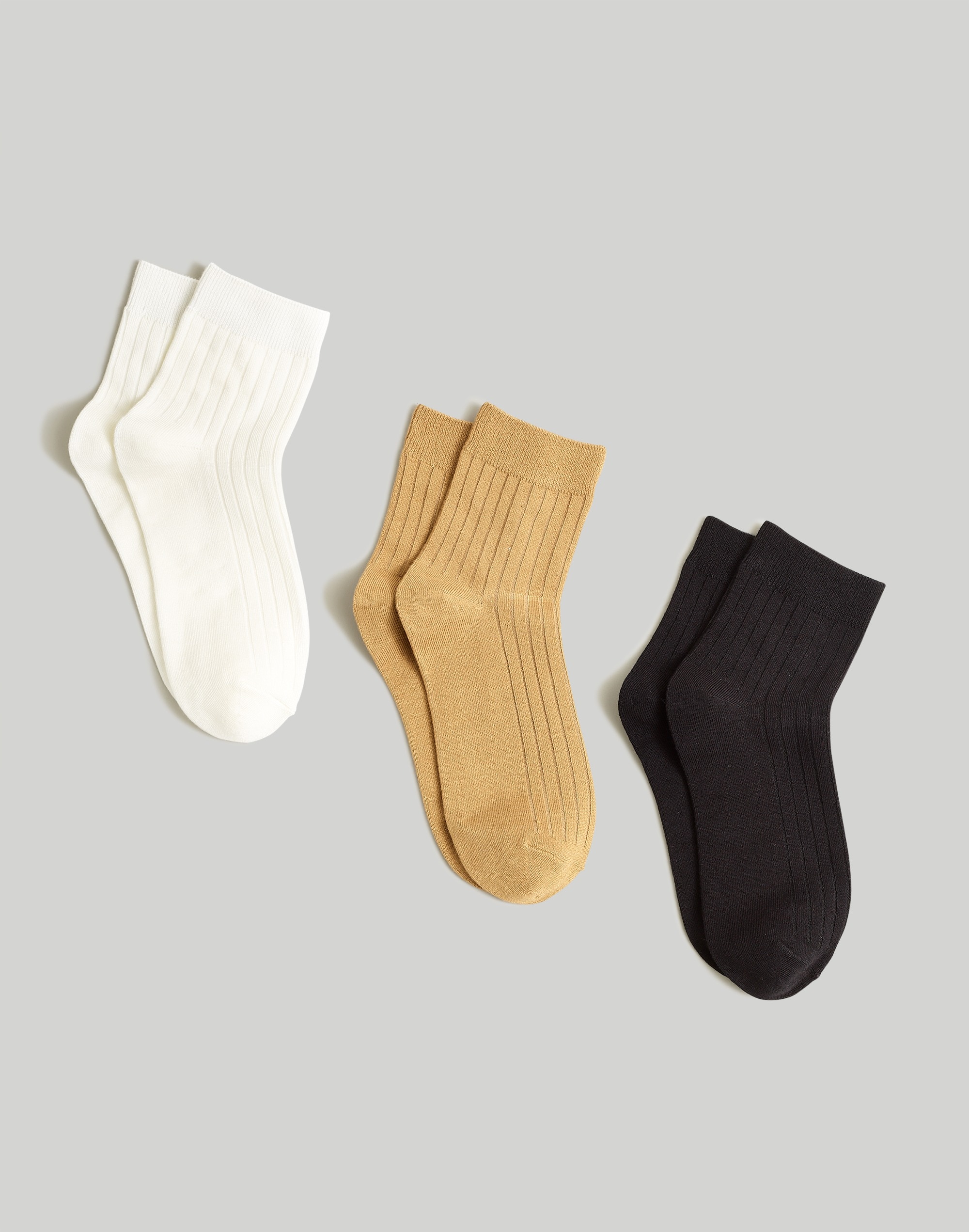 Mw Three-pack Slinky Ankle Socks In Antique Cream