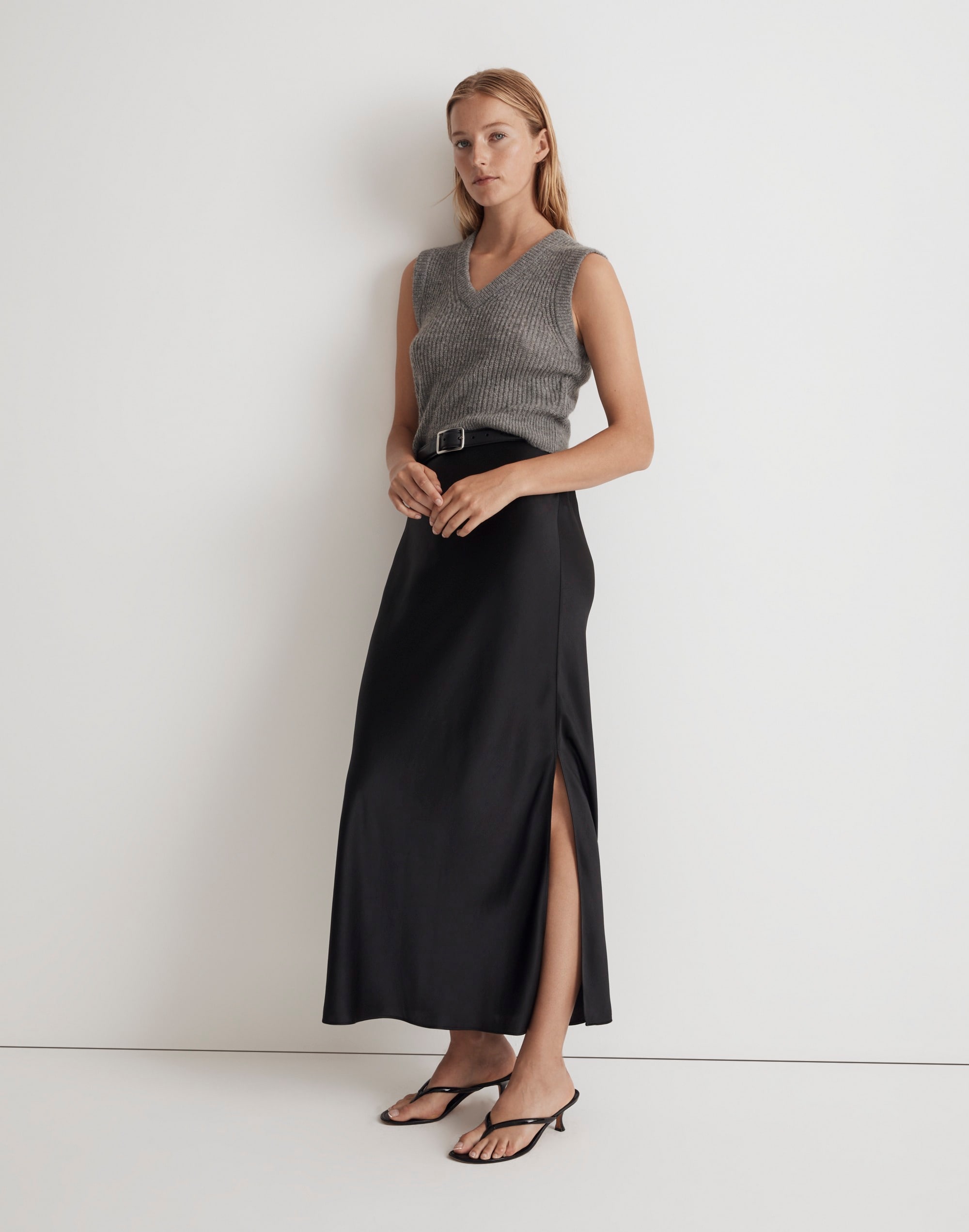 MADEWELL SATIN MAXI SLIP SKIRT