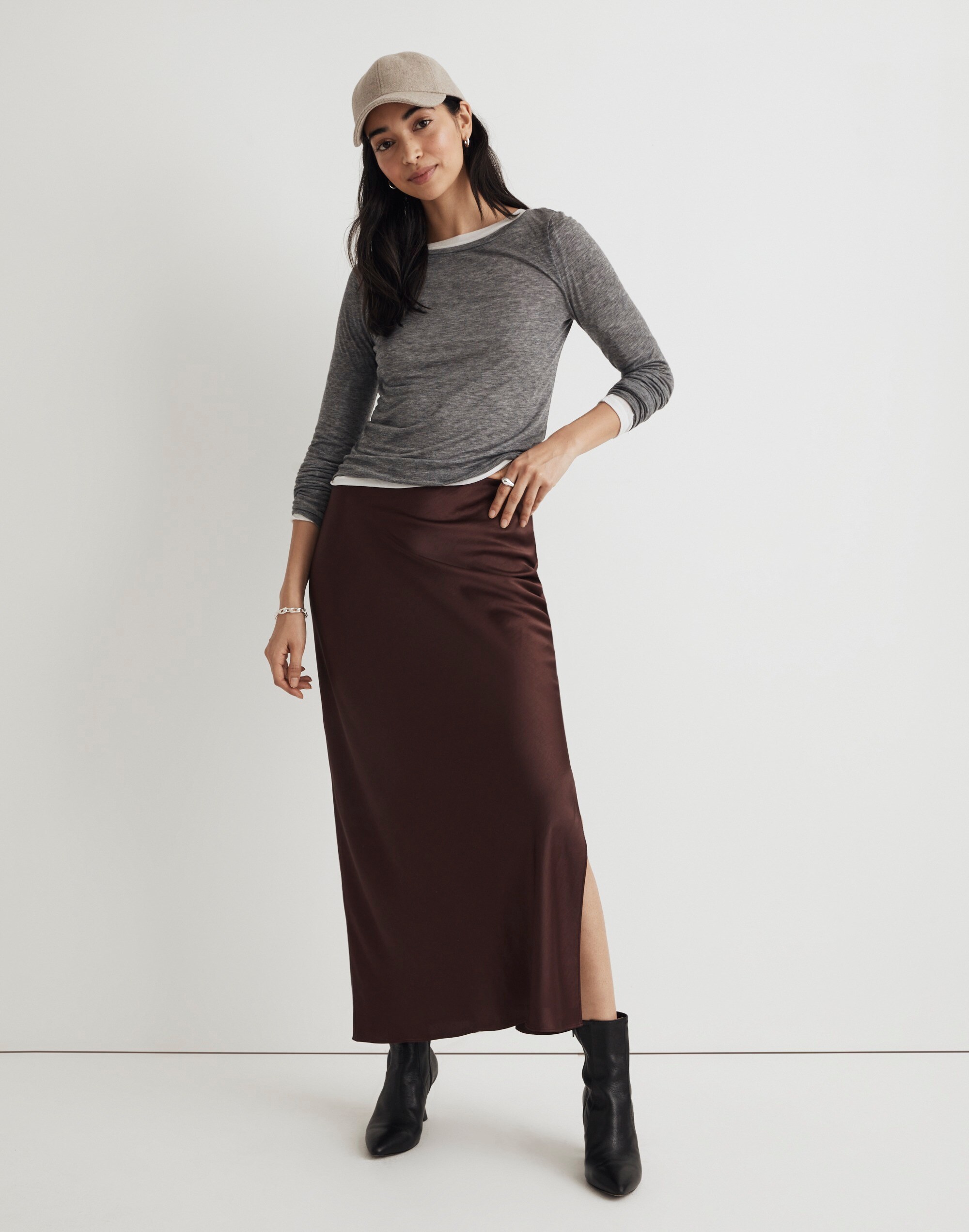 Satin Maxi Slip Skirt