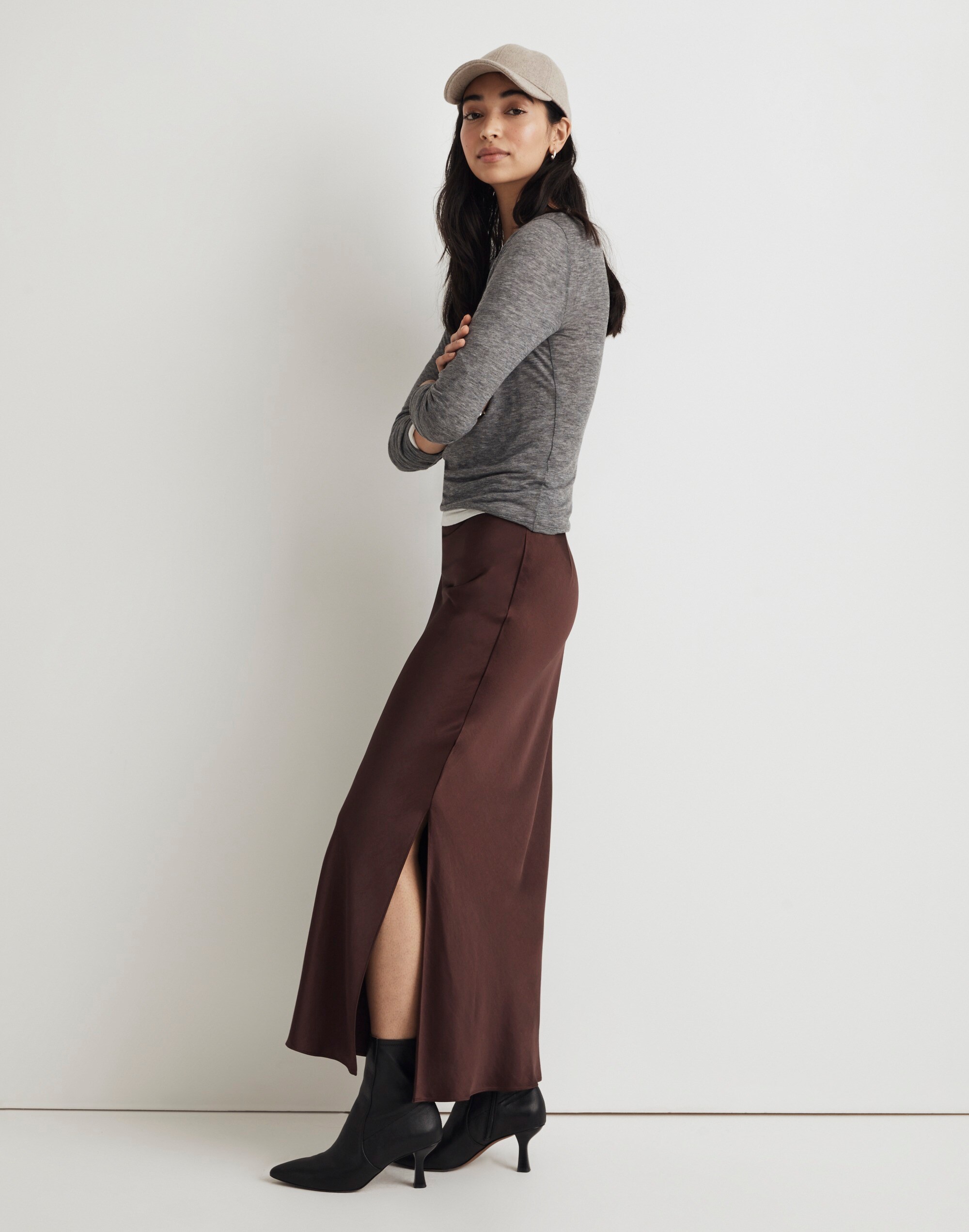 Satin Maxi Slip Skirt