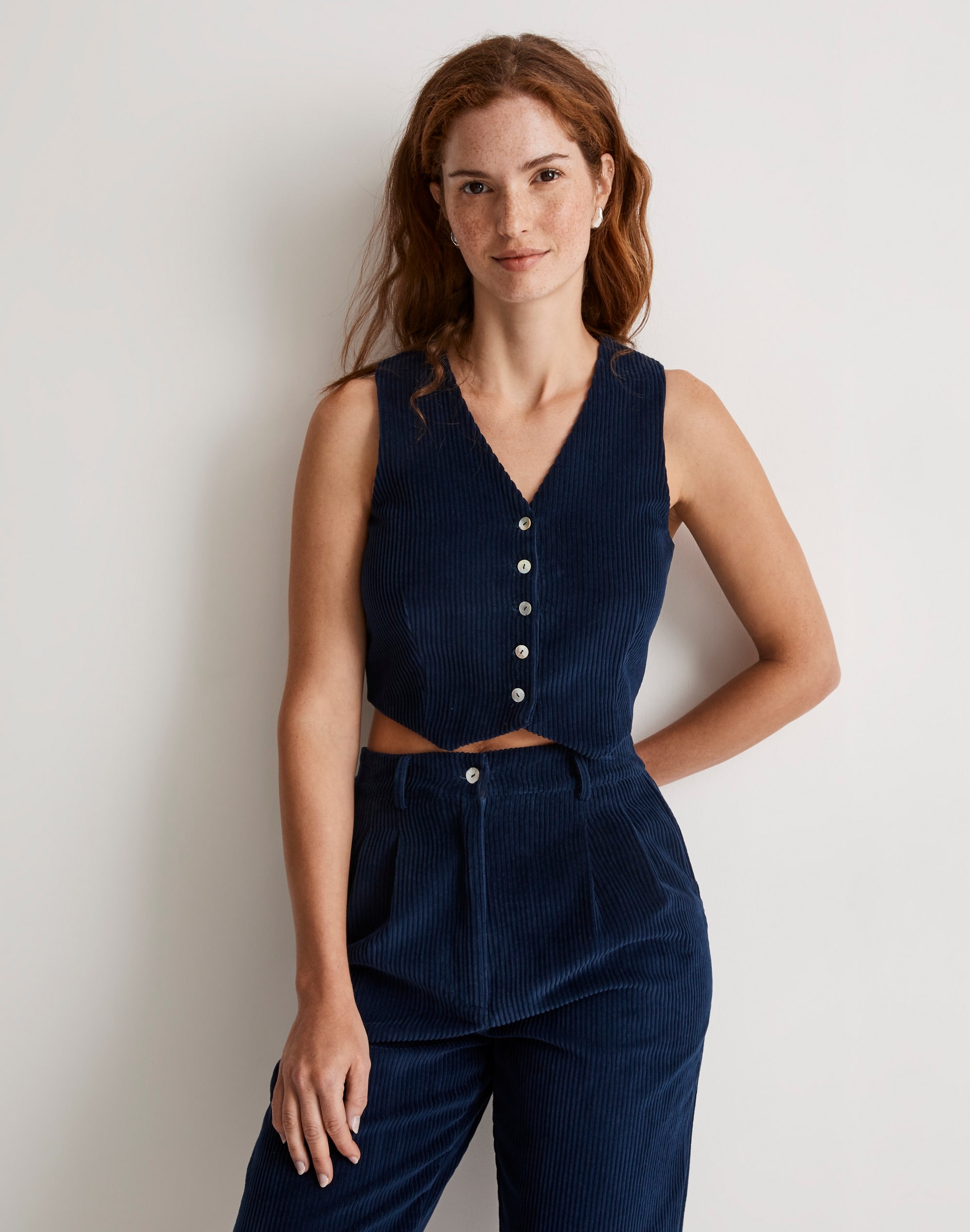 donni corduroy crop vest