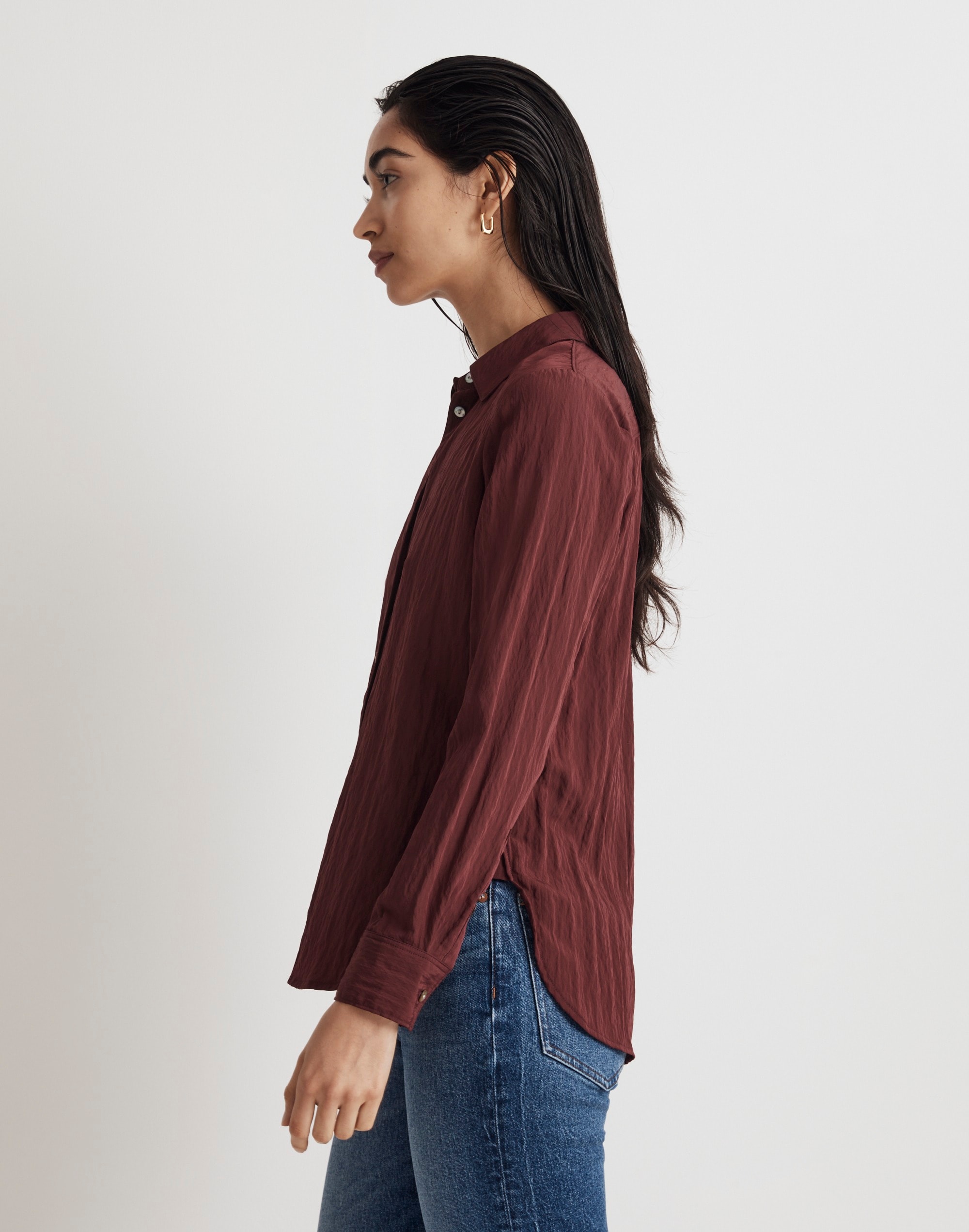 Crinkled Button-Up Shirt