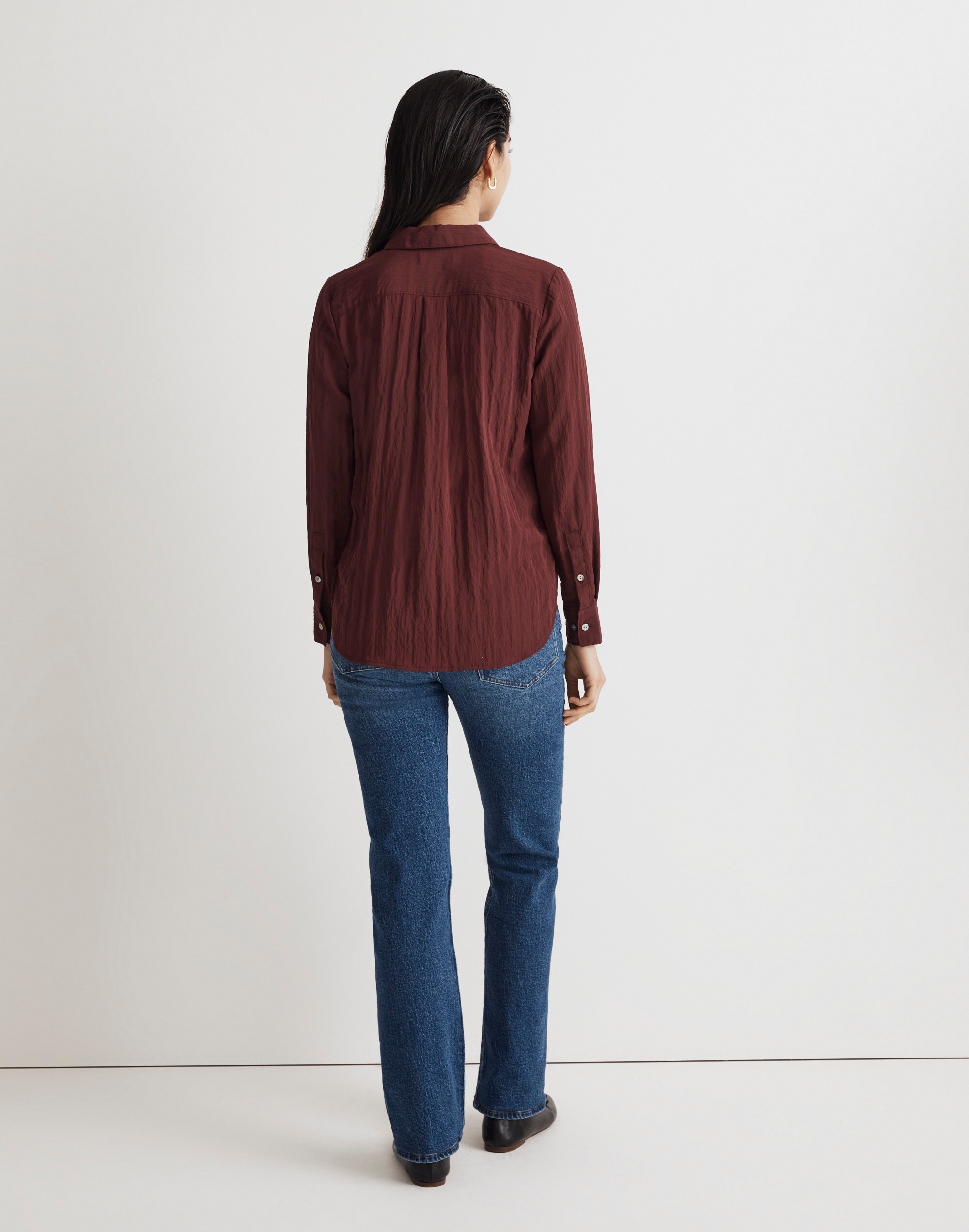 Crinkled Button-Up Shirt