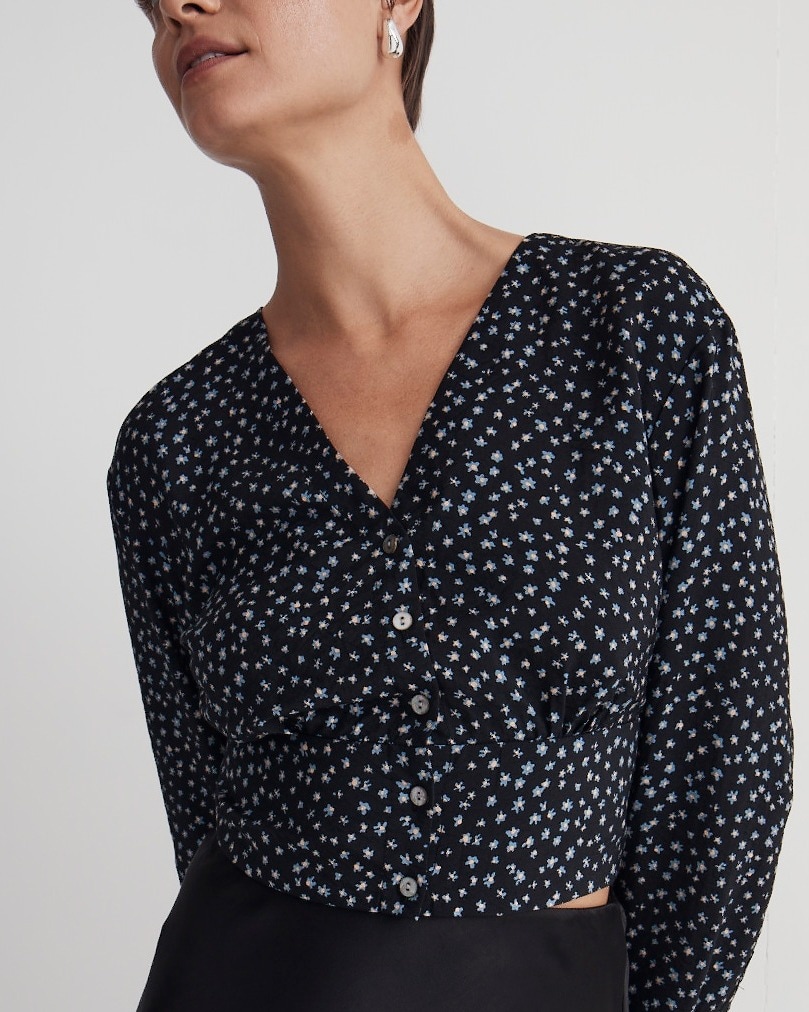V-Neck Button-Front Shirt