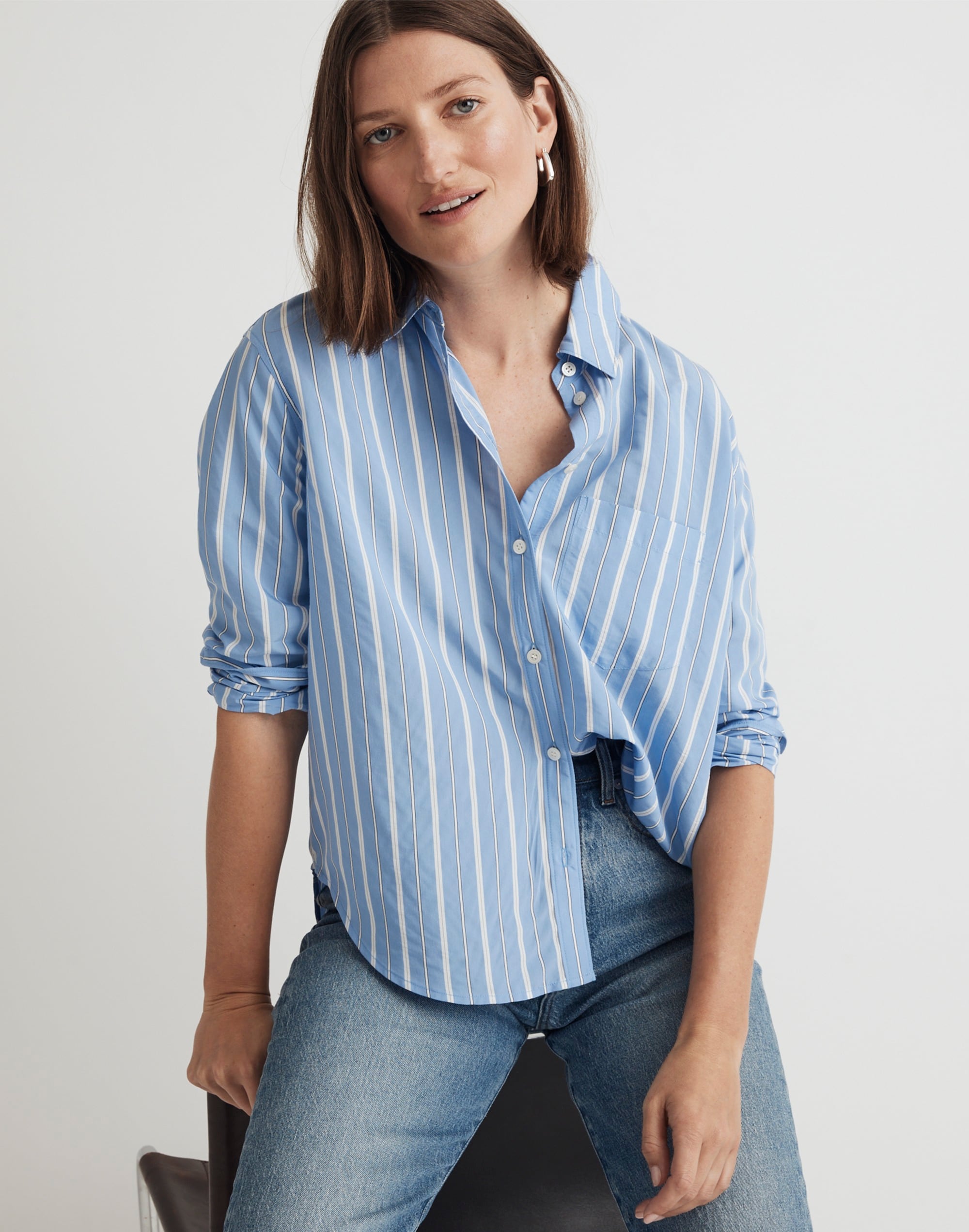 Drapey Oversized Boyshirt in Stripe