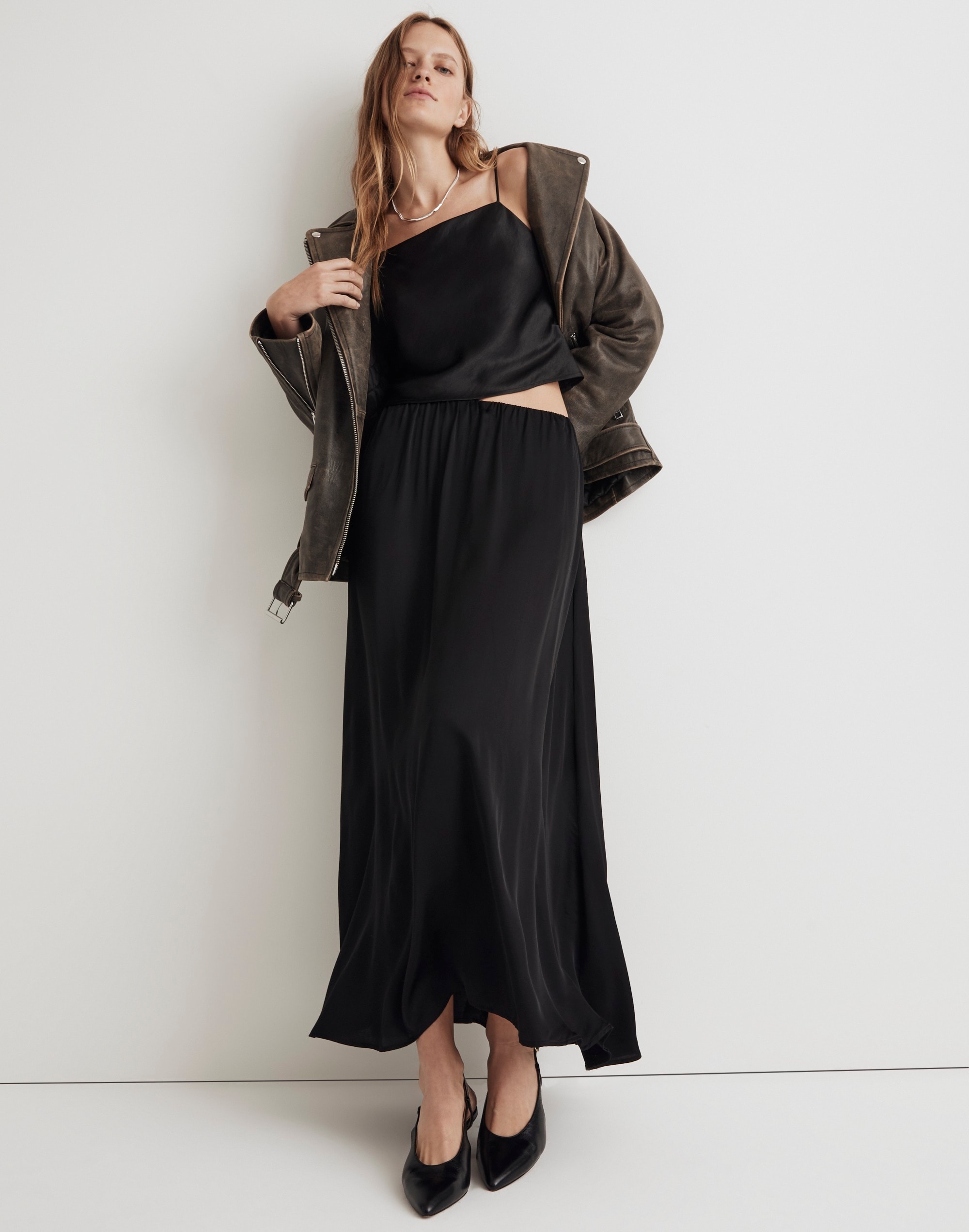 donni silky simple maxi skirt
