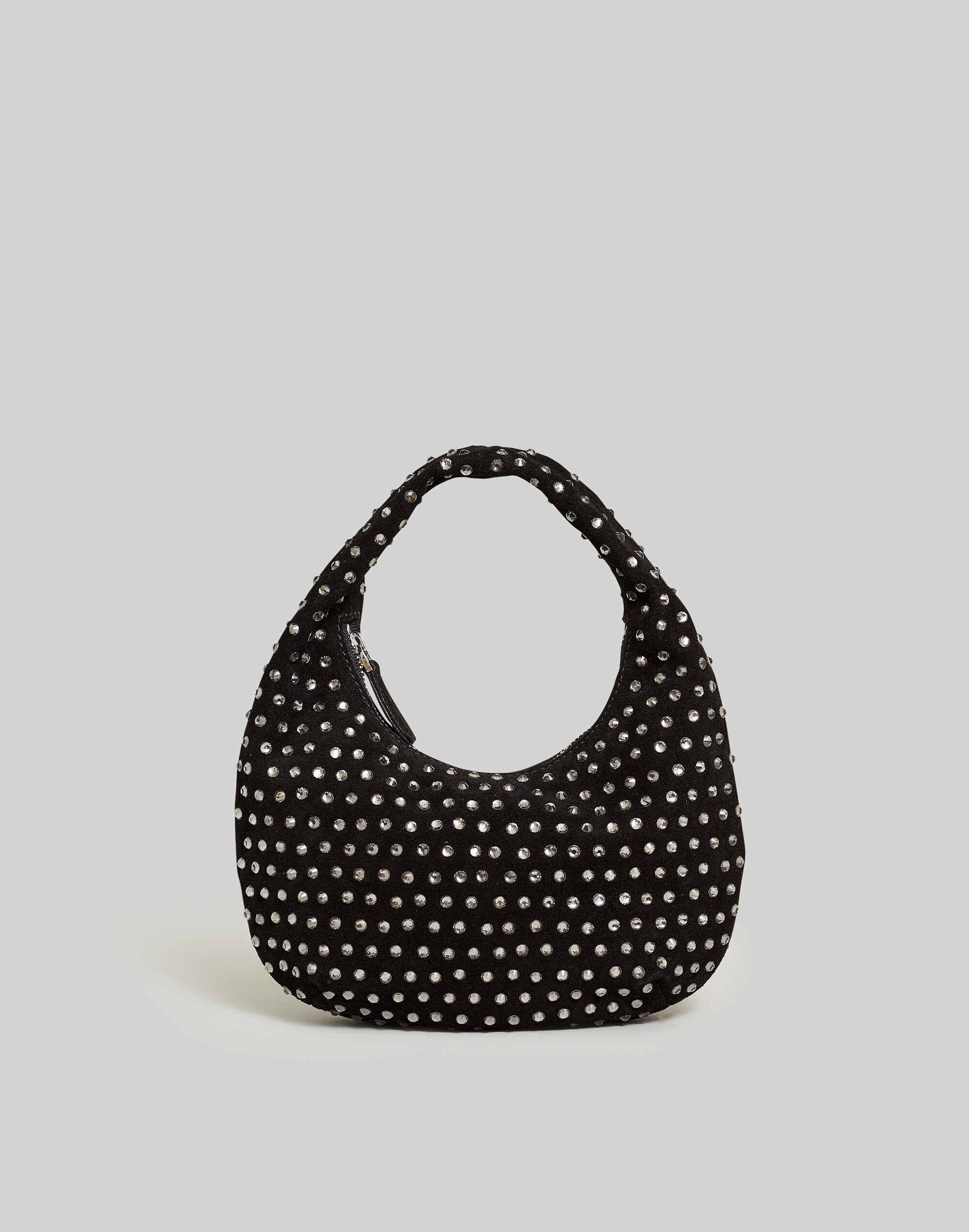 the mini bag in crystal-embellished suede