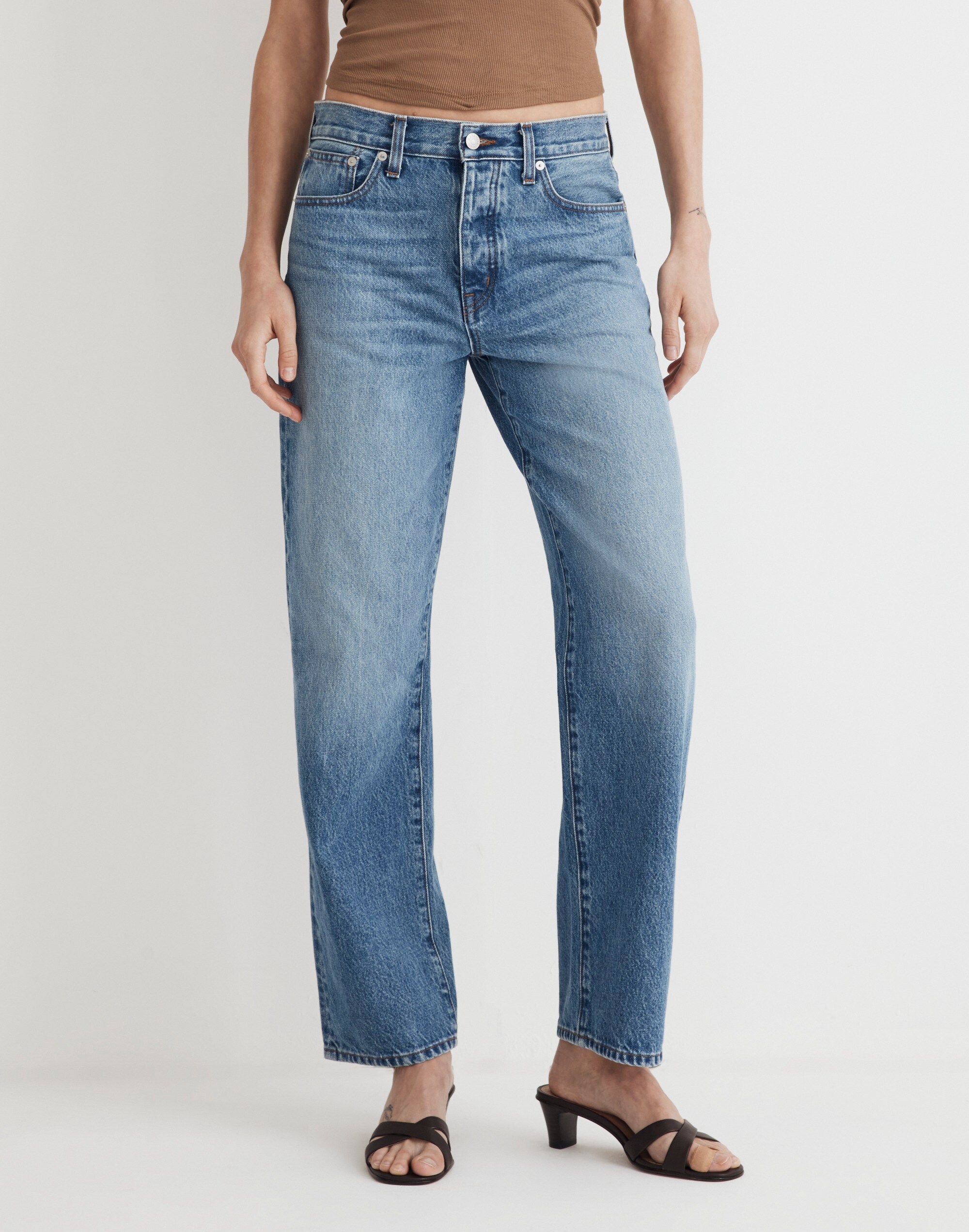 Low-Slung Straight Jeans in Seville Wash