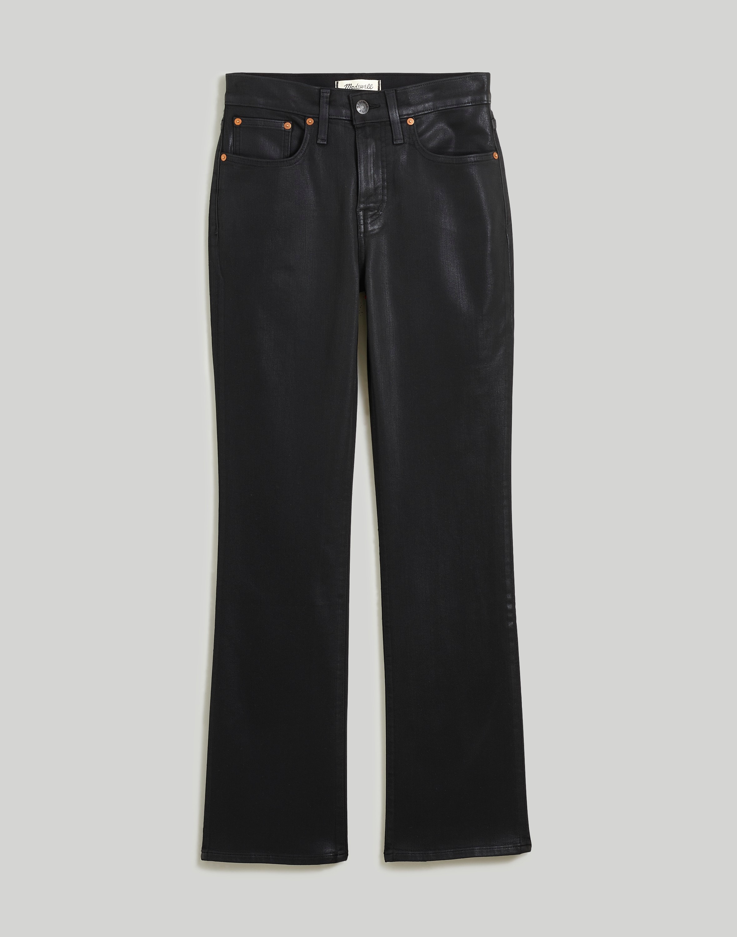 plus kick out crop jeans in true black wash: coated edition