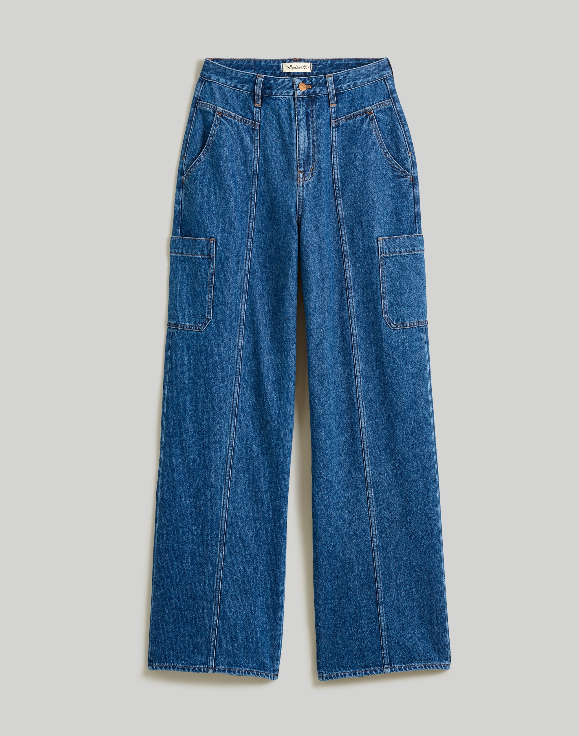 Plus Curvy Baggy Straight Cargo Jeans in Codey Wash