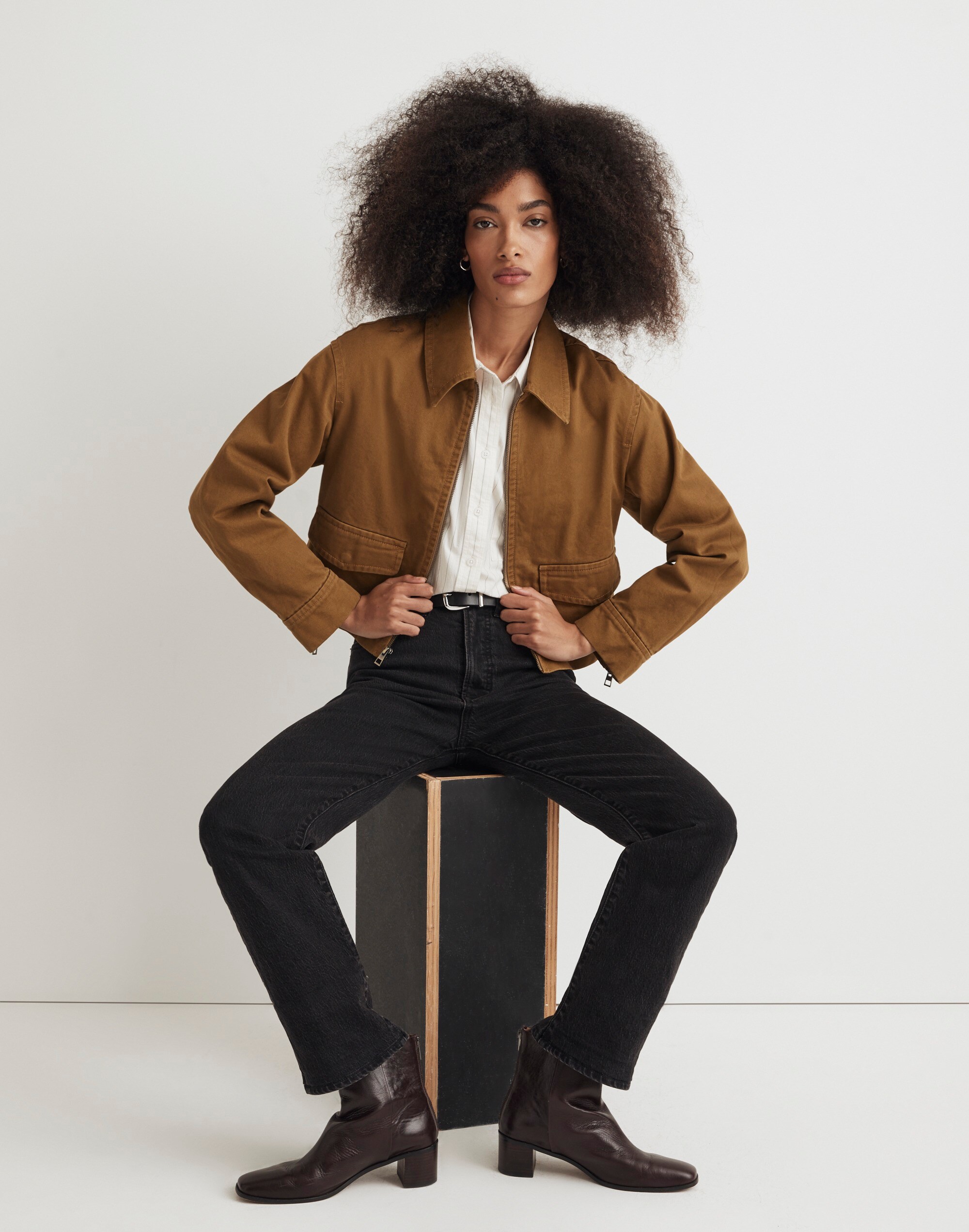 Cropped Utilitarian Jacket in (Re)generative Chino