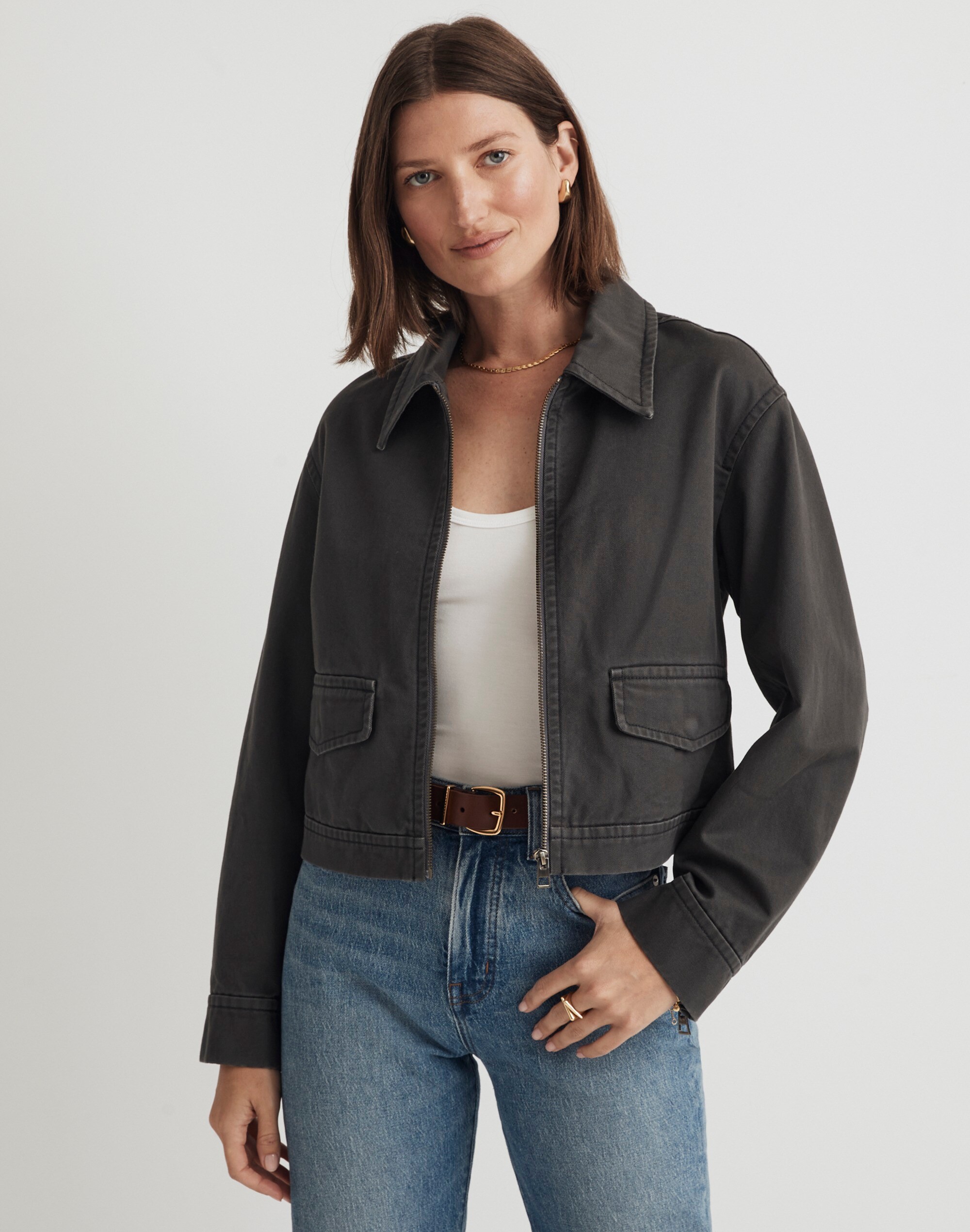 Cropped Utilitarian Jacket in (Re)generative Chino