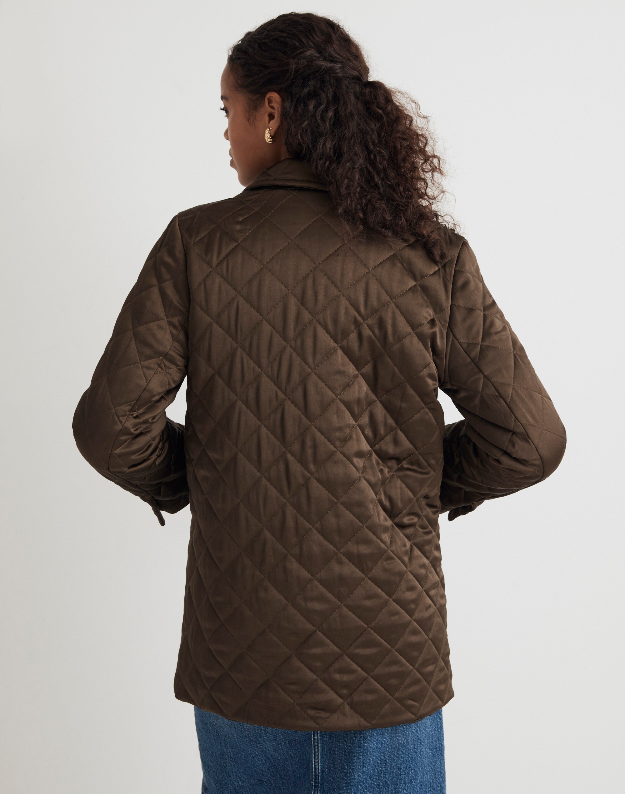 Quilted Satin Oversized Chore Coat