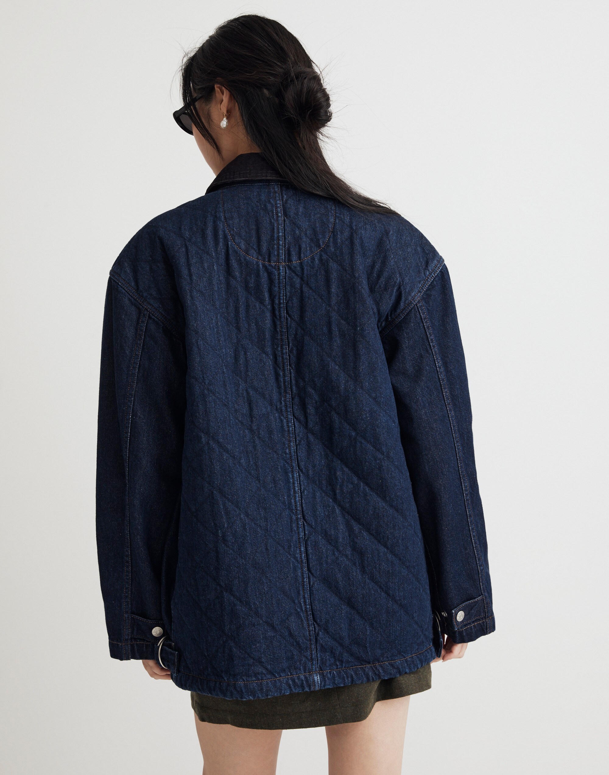 Denim Quilted Workwear Jacket in Rinse Wash