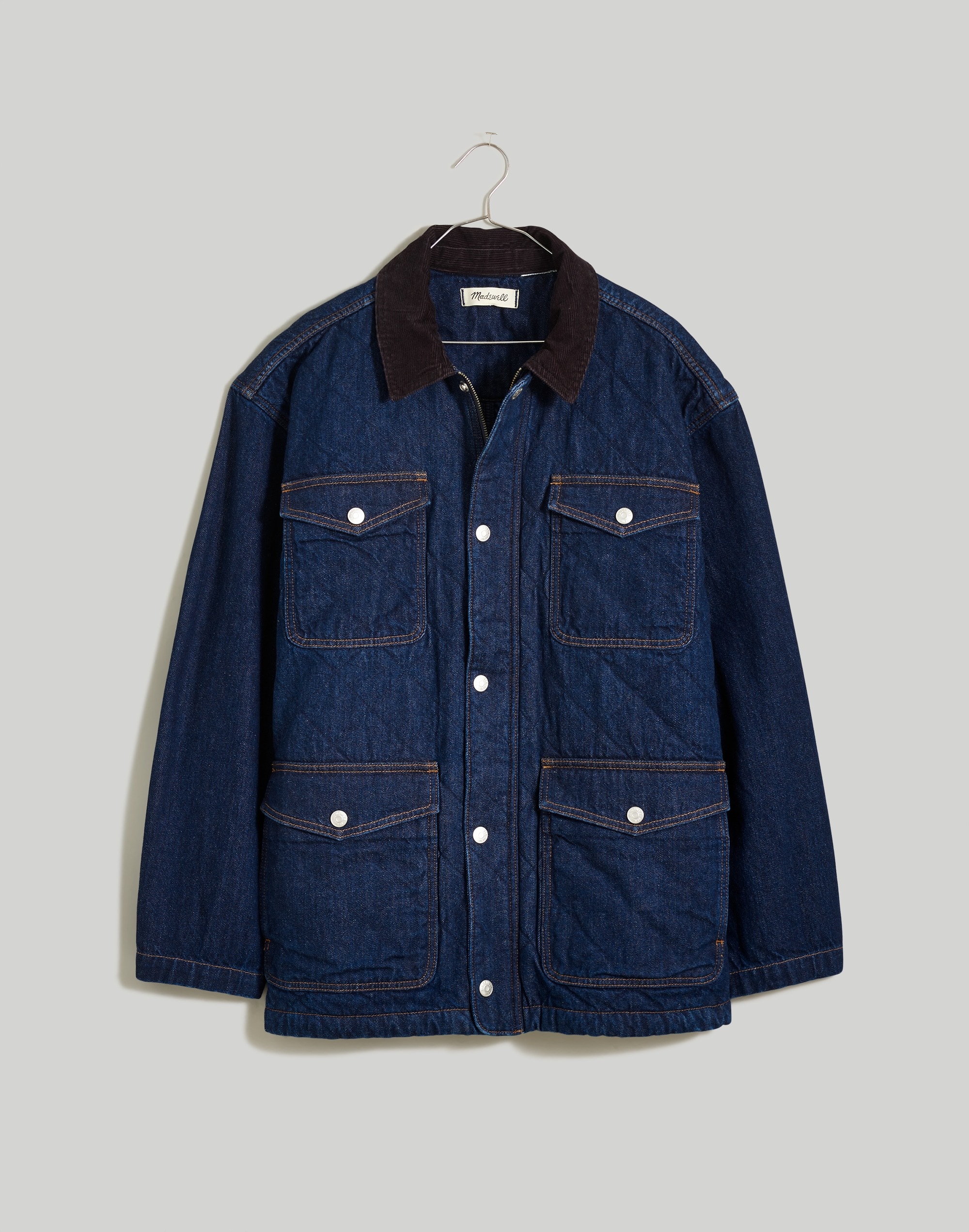 Denim Quilted Workwear Jacket in Rinse Wash
