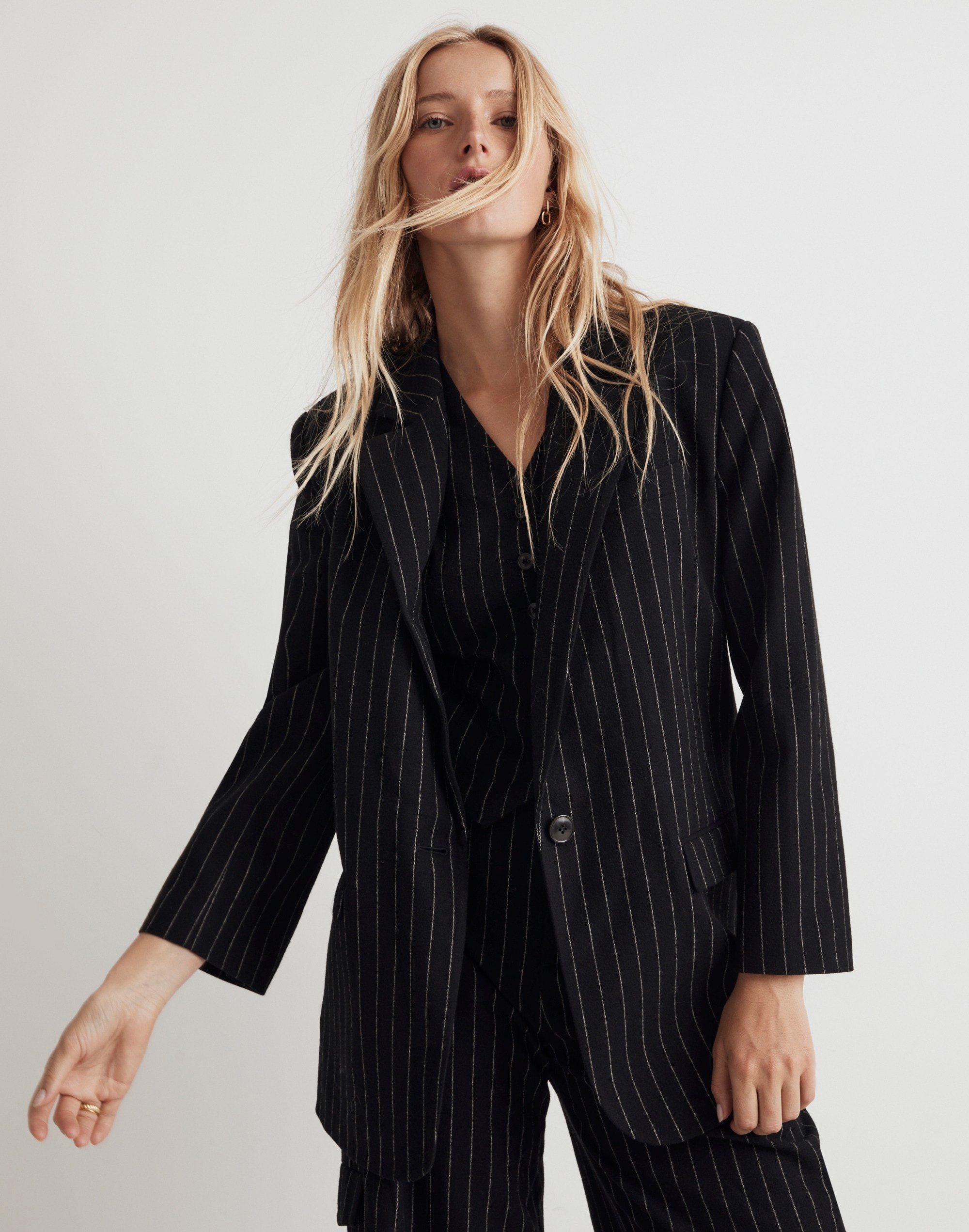 oversized blazer in pinstripe