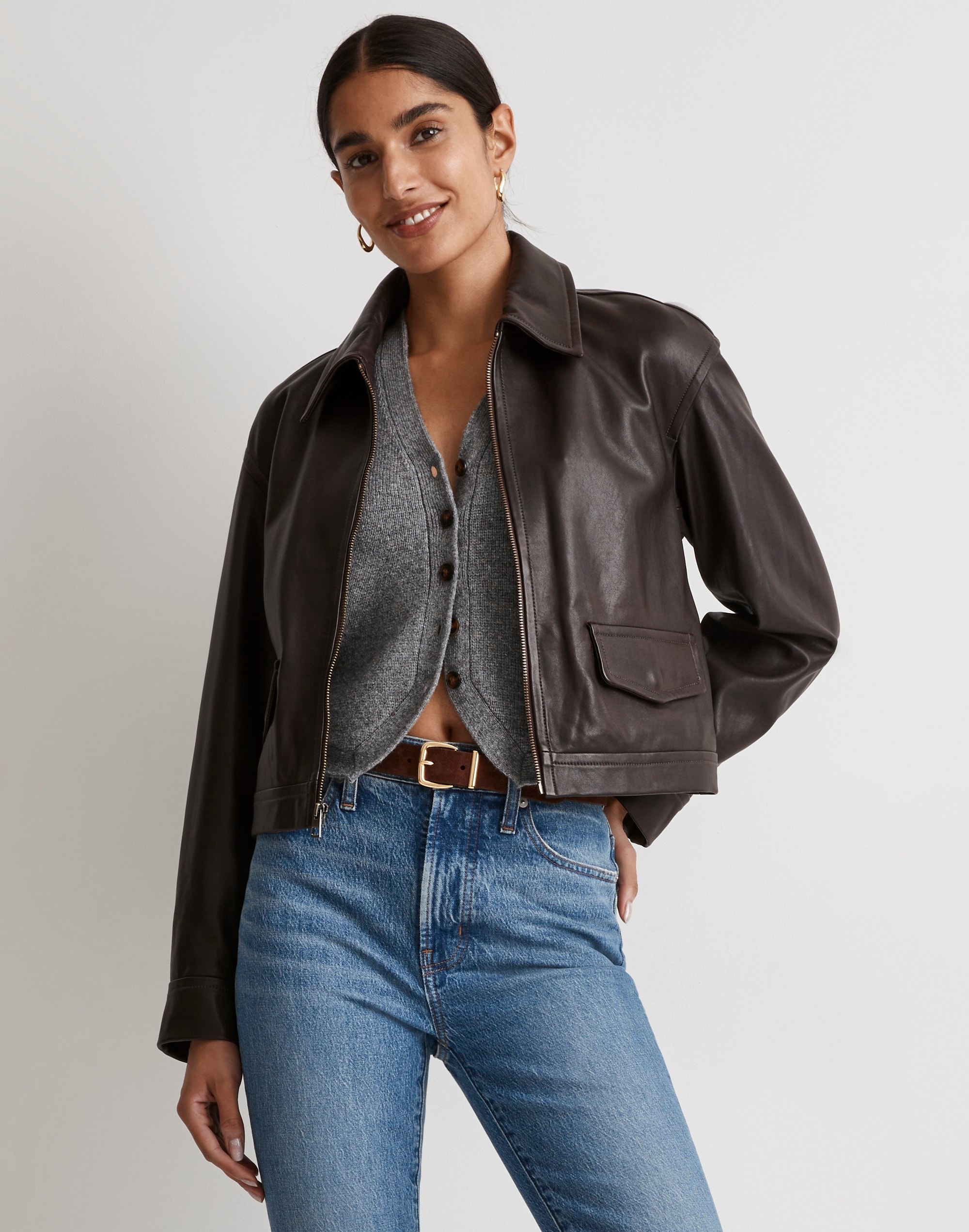 Leather Cropped Jacket