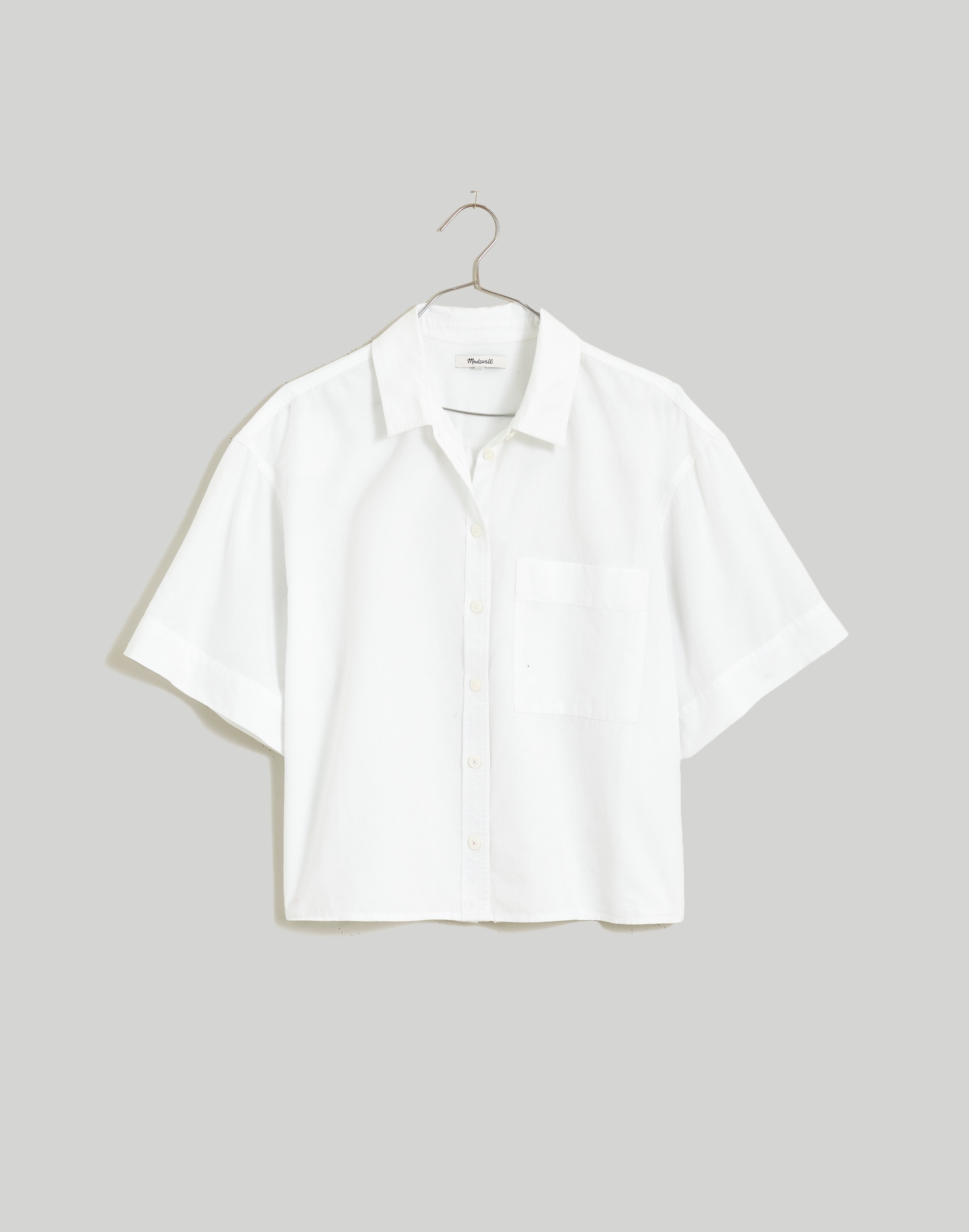Cropped Utility Button-Up Shirt in eyelet white image 6