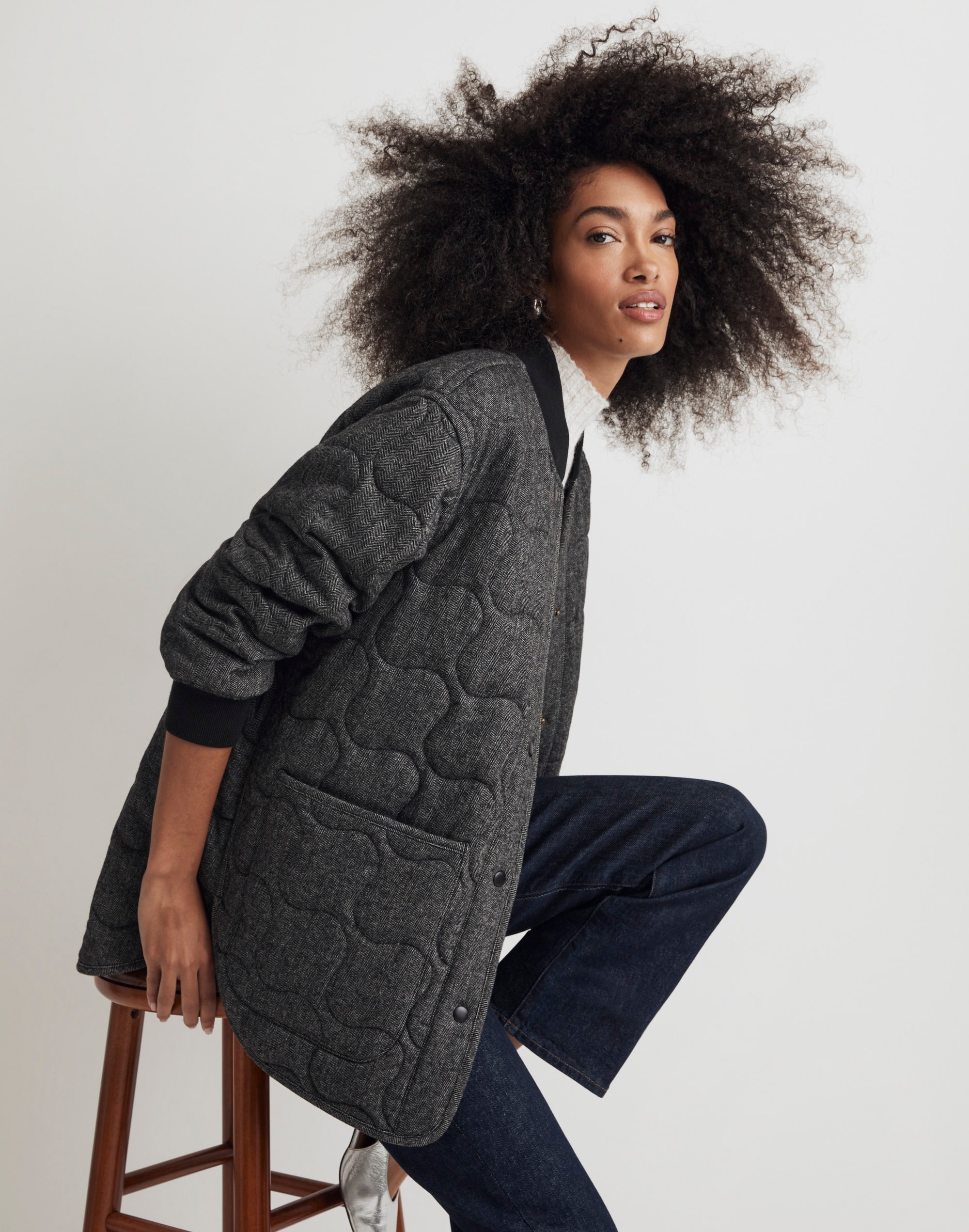 Quilted Oversized Bomber Jacket