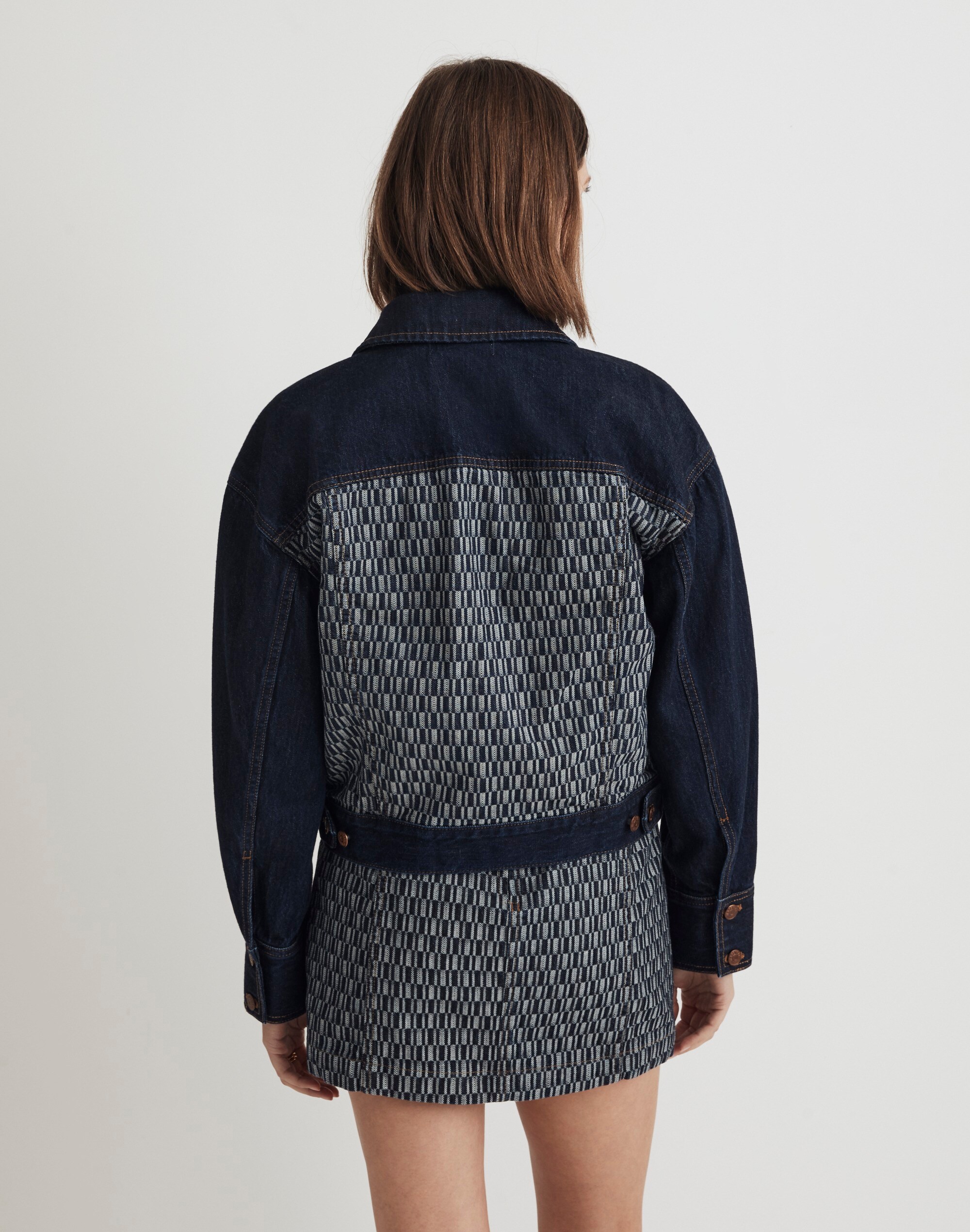 Striped Denim Cropped Jacket in Genova Wash