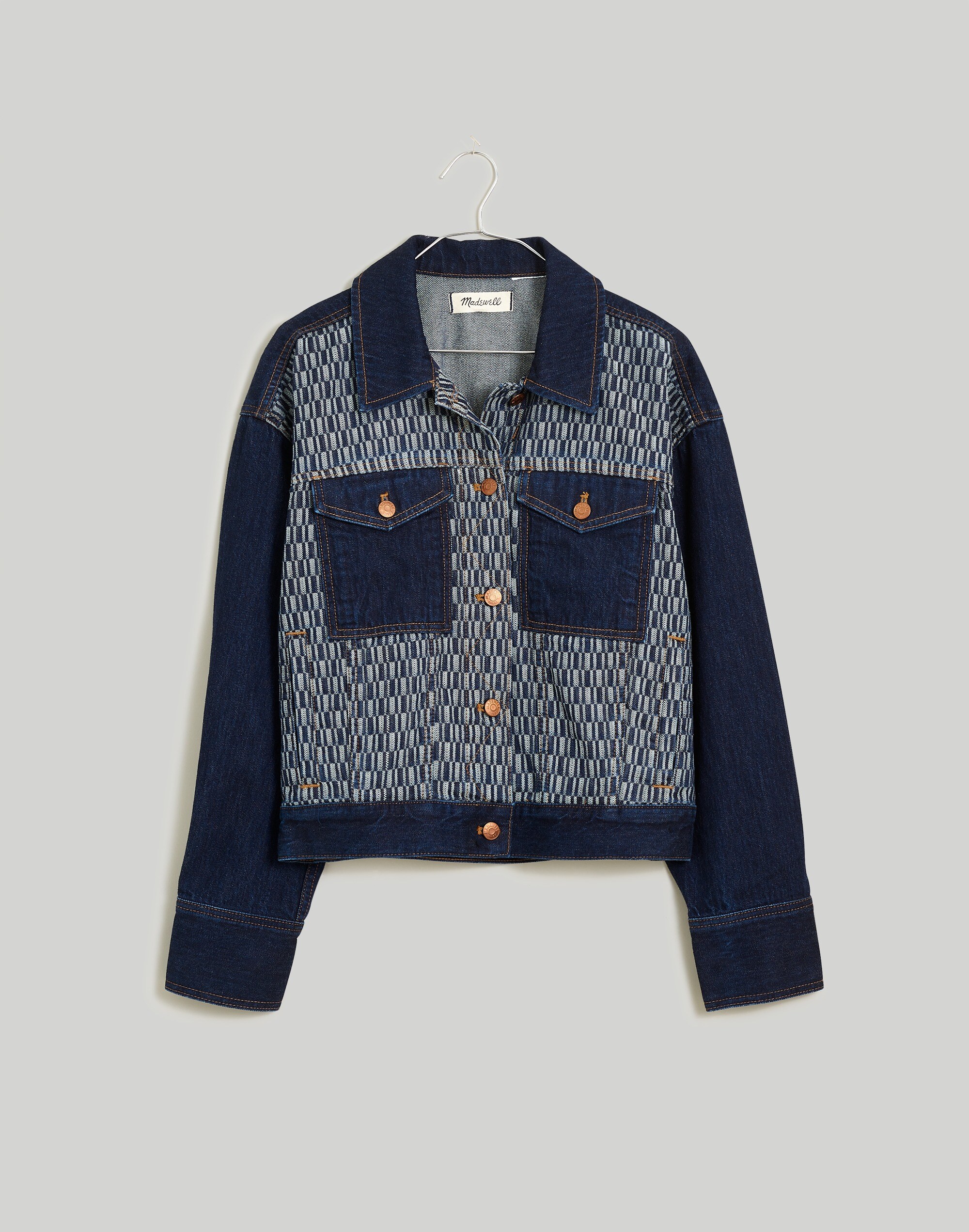 Striped Denim Cropped Jacket in Genova Wash