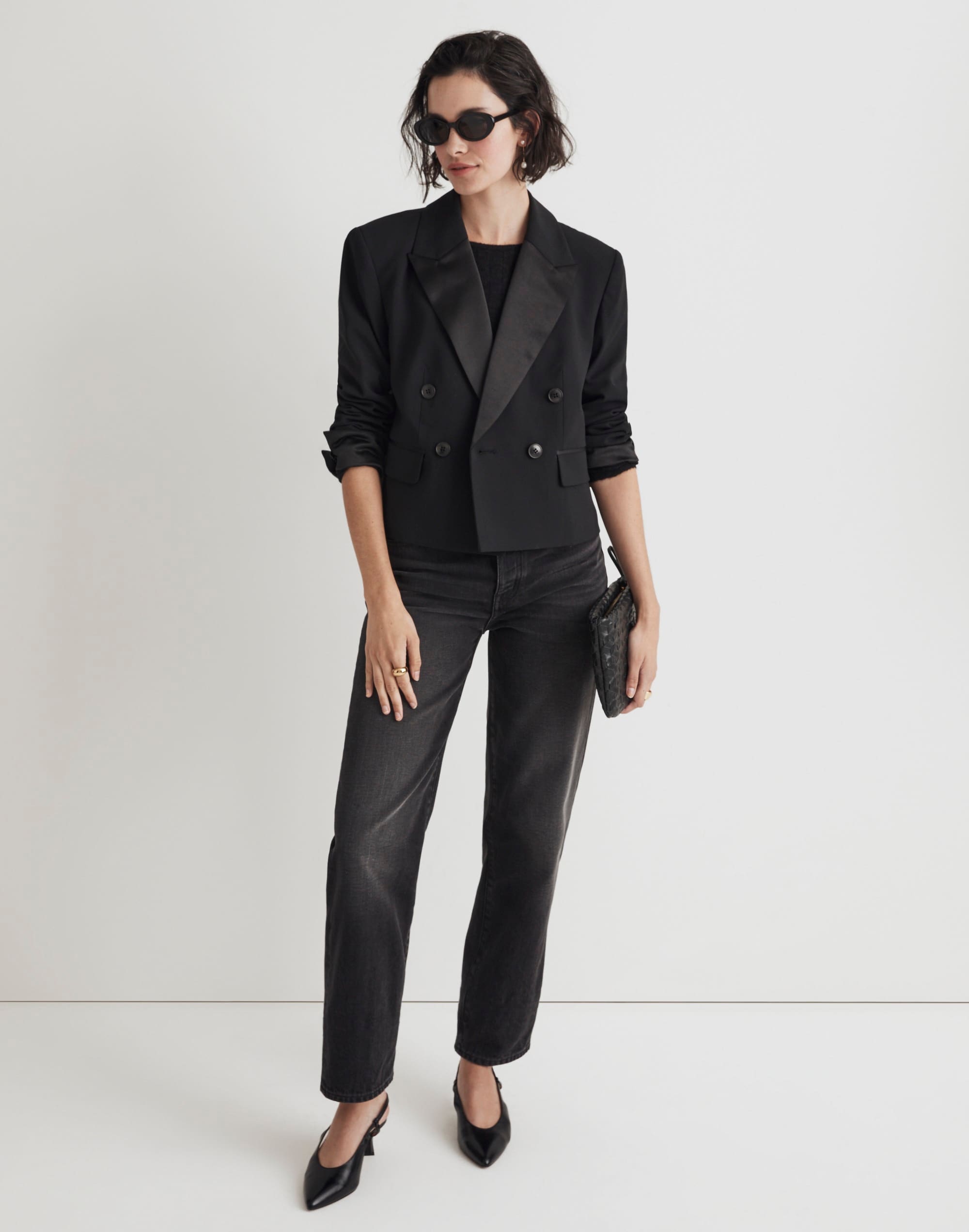 Cropped Tuxedo Blazer