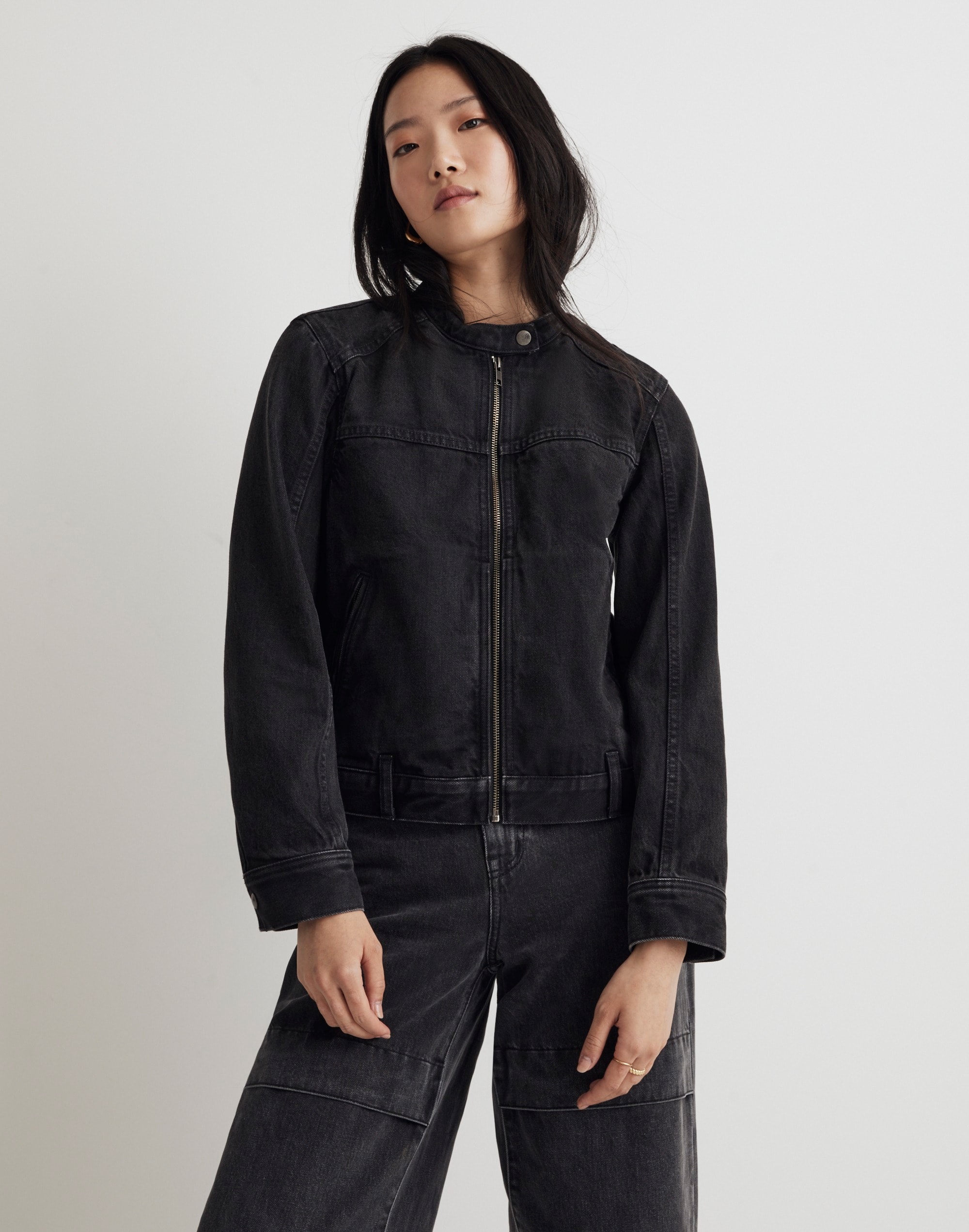 Denim Motorcycle Jacket in Lunar Wash