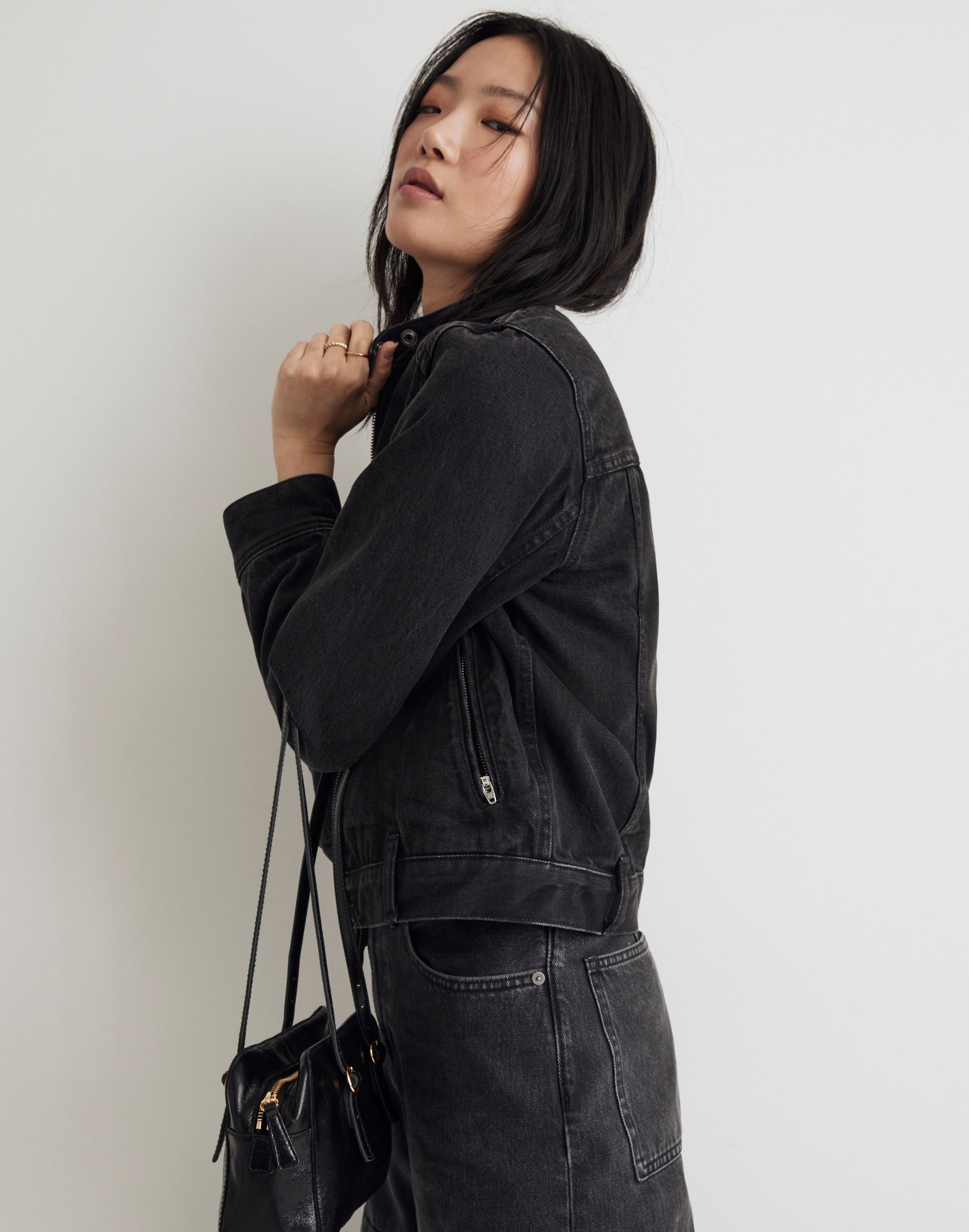 Denim Motorcycle Jacket in Lunar Wash