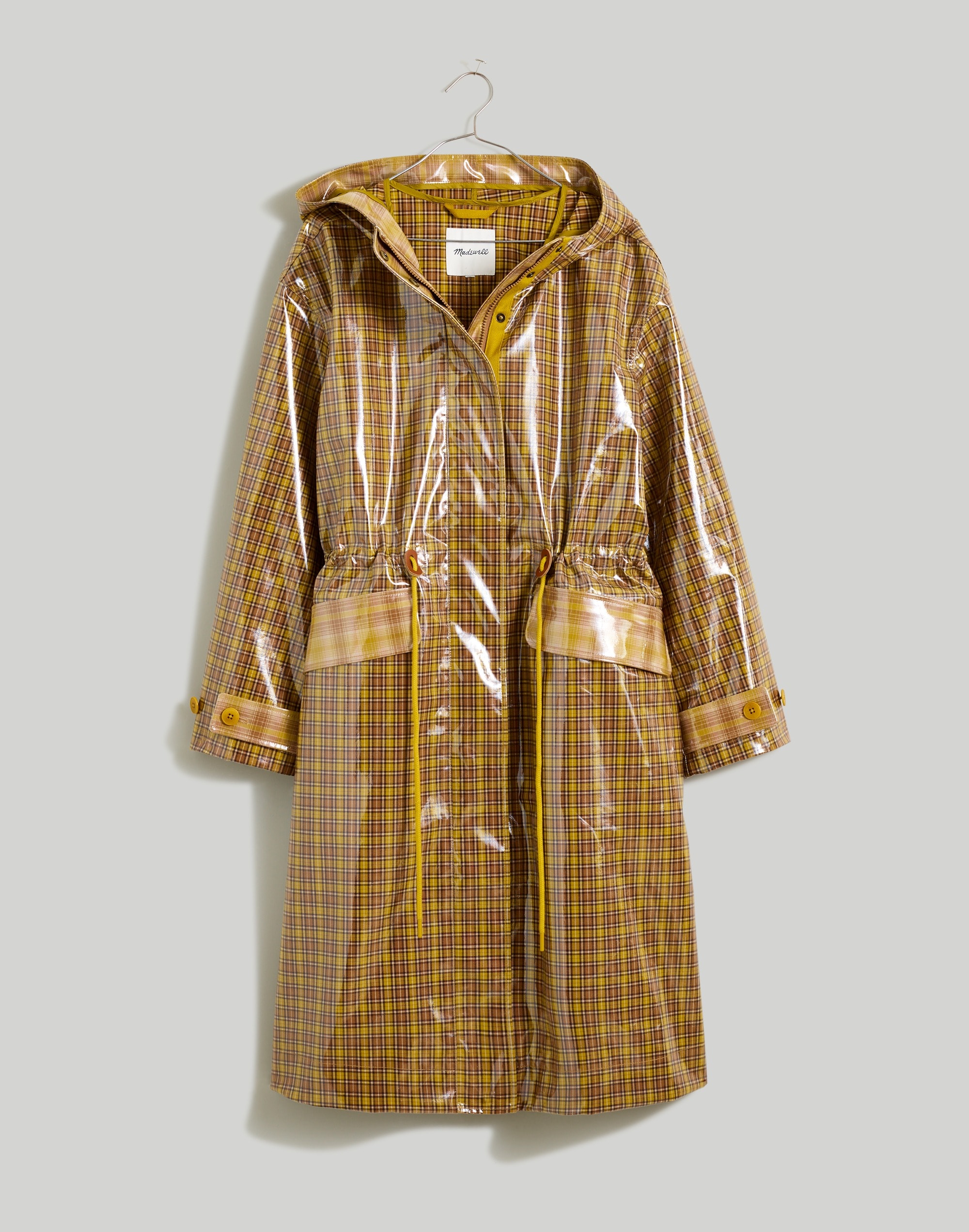 Laminated Trench Coat in Plaid