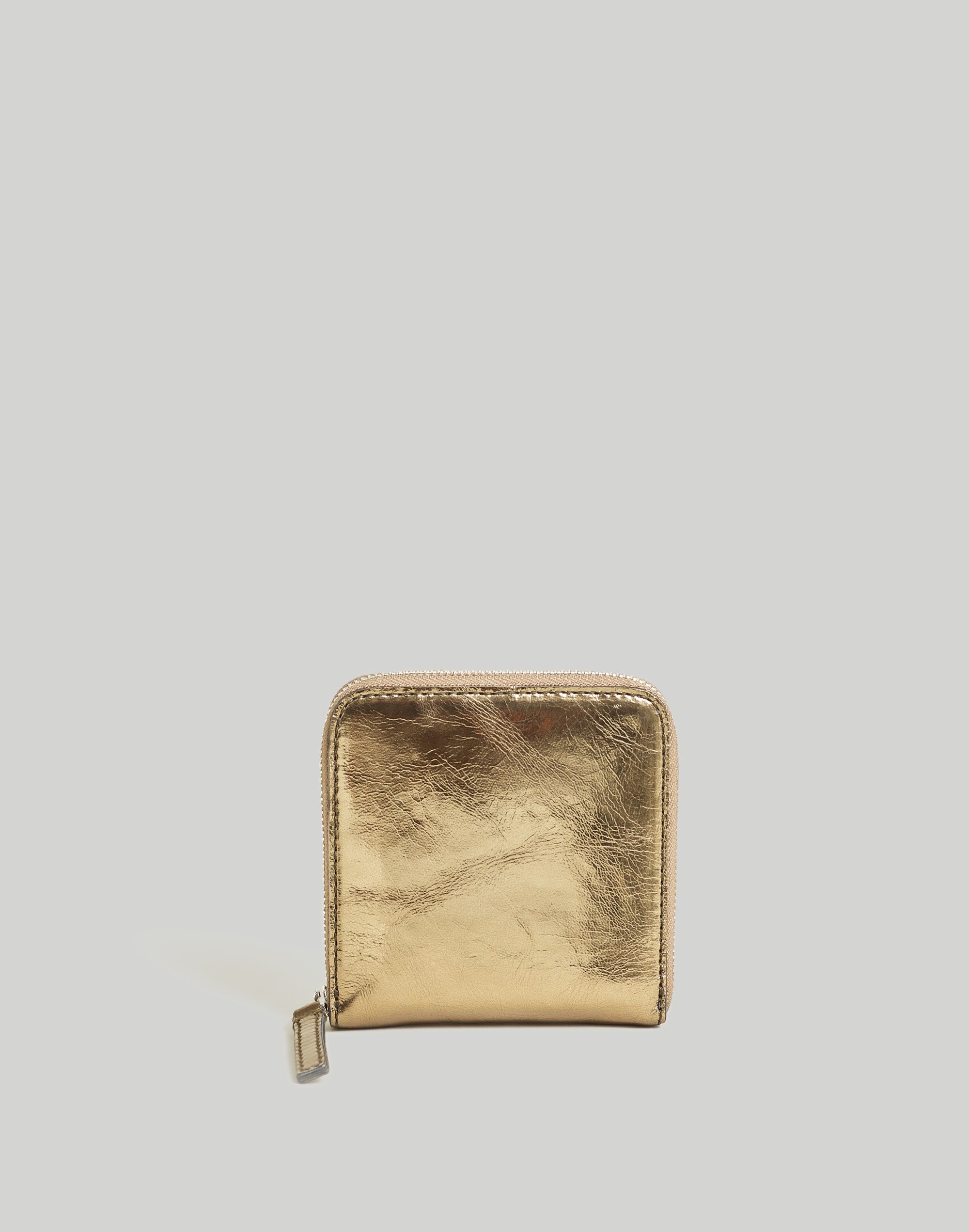 the essential zip wallet in metallic leather