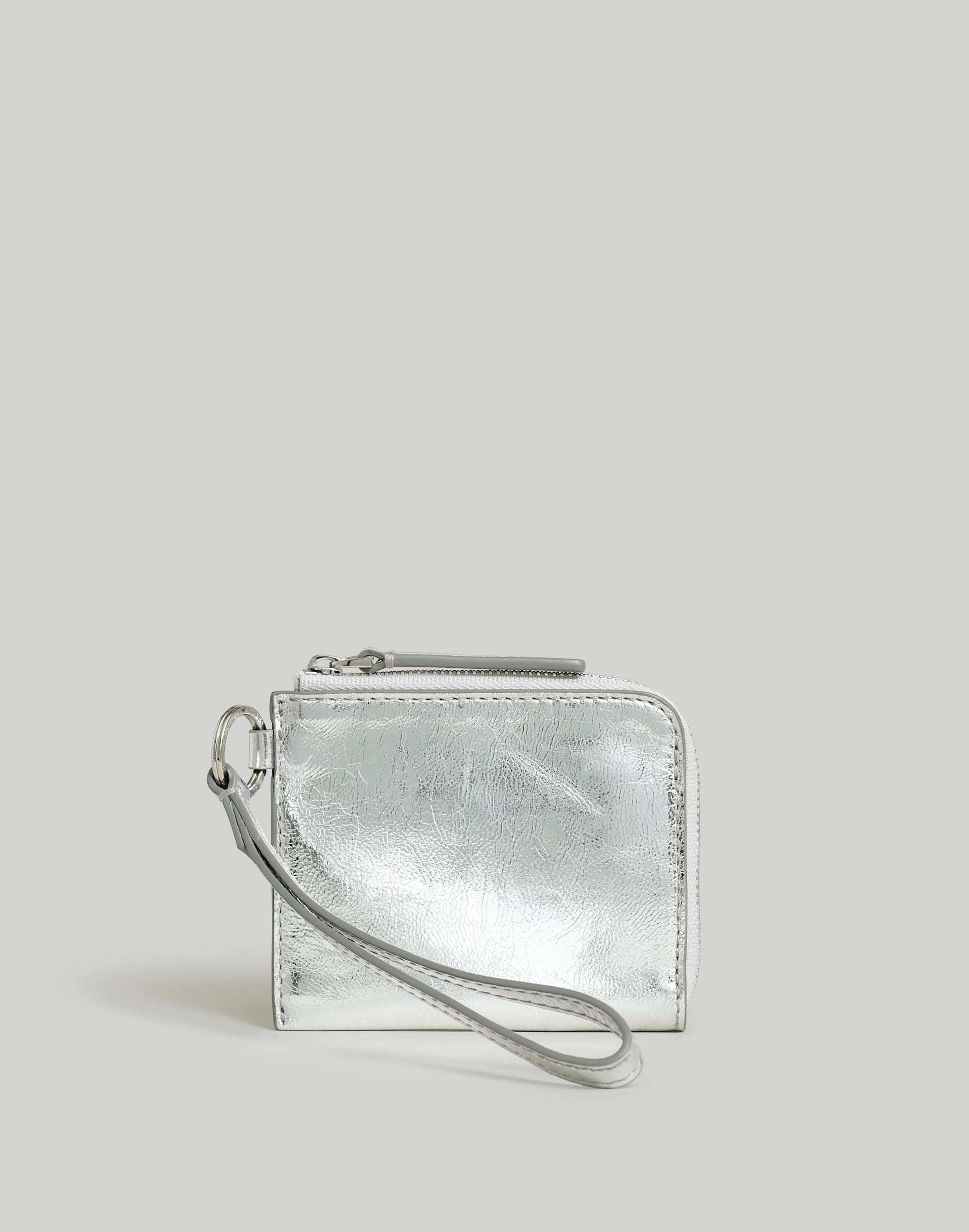Mw The Essential Small Zip Wallet In Bright Silver