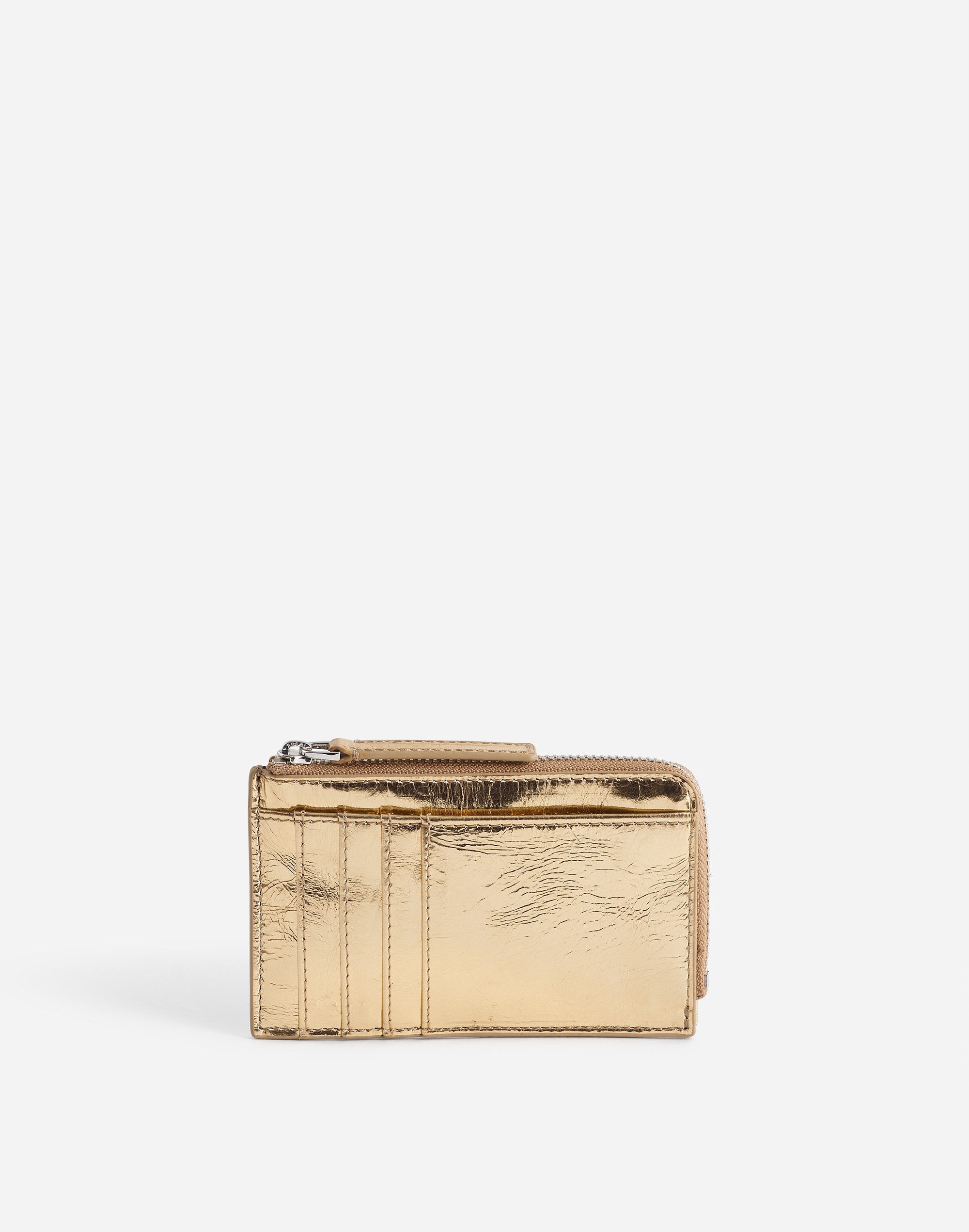 The Essential Zip Card Case Wallet in Metallic Leather