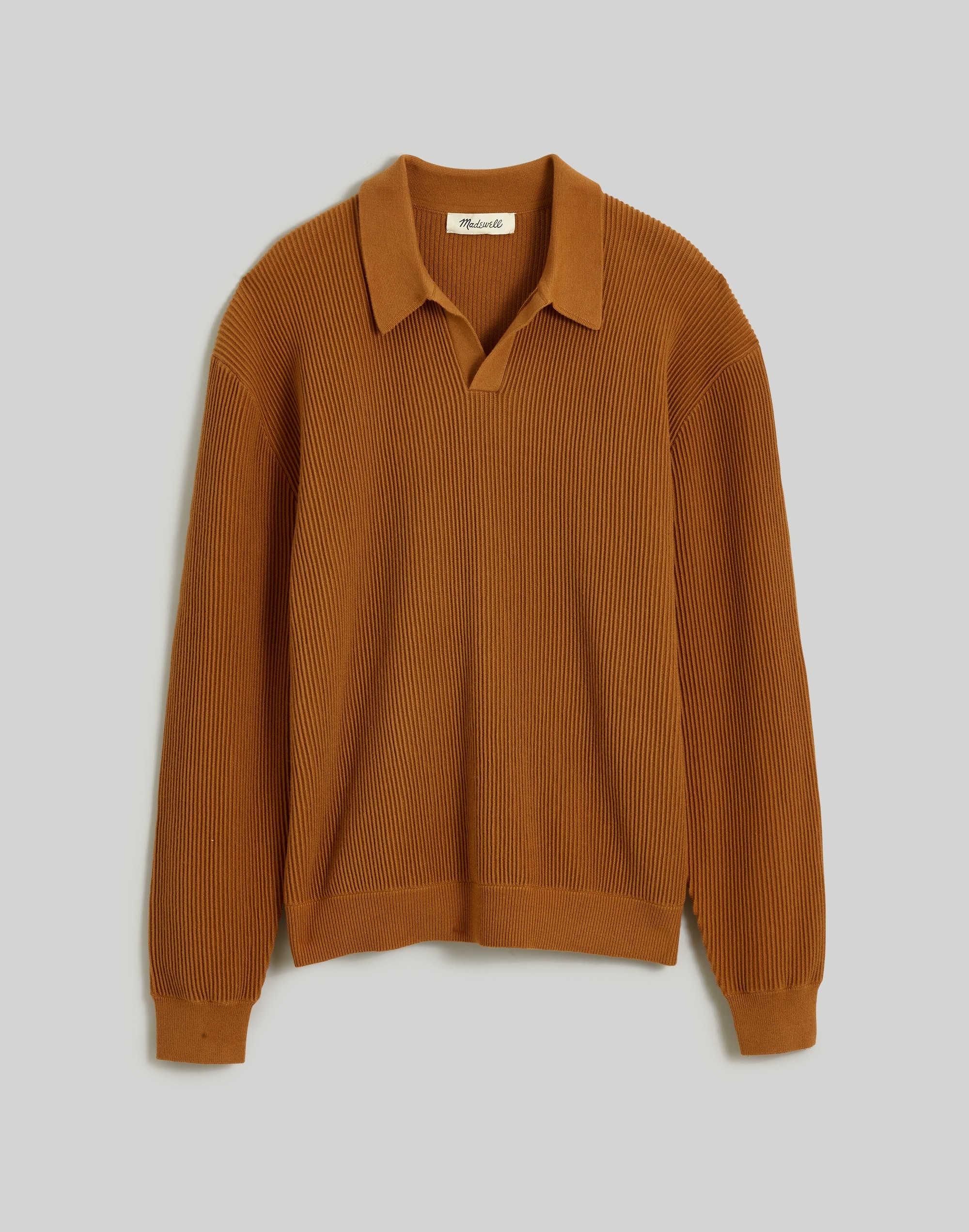 Johnny-Collar Long-Sleeve Sweater Polo