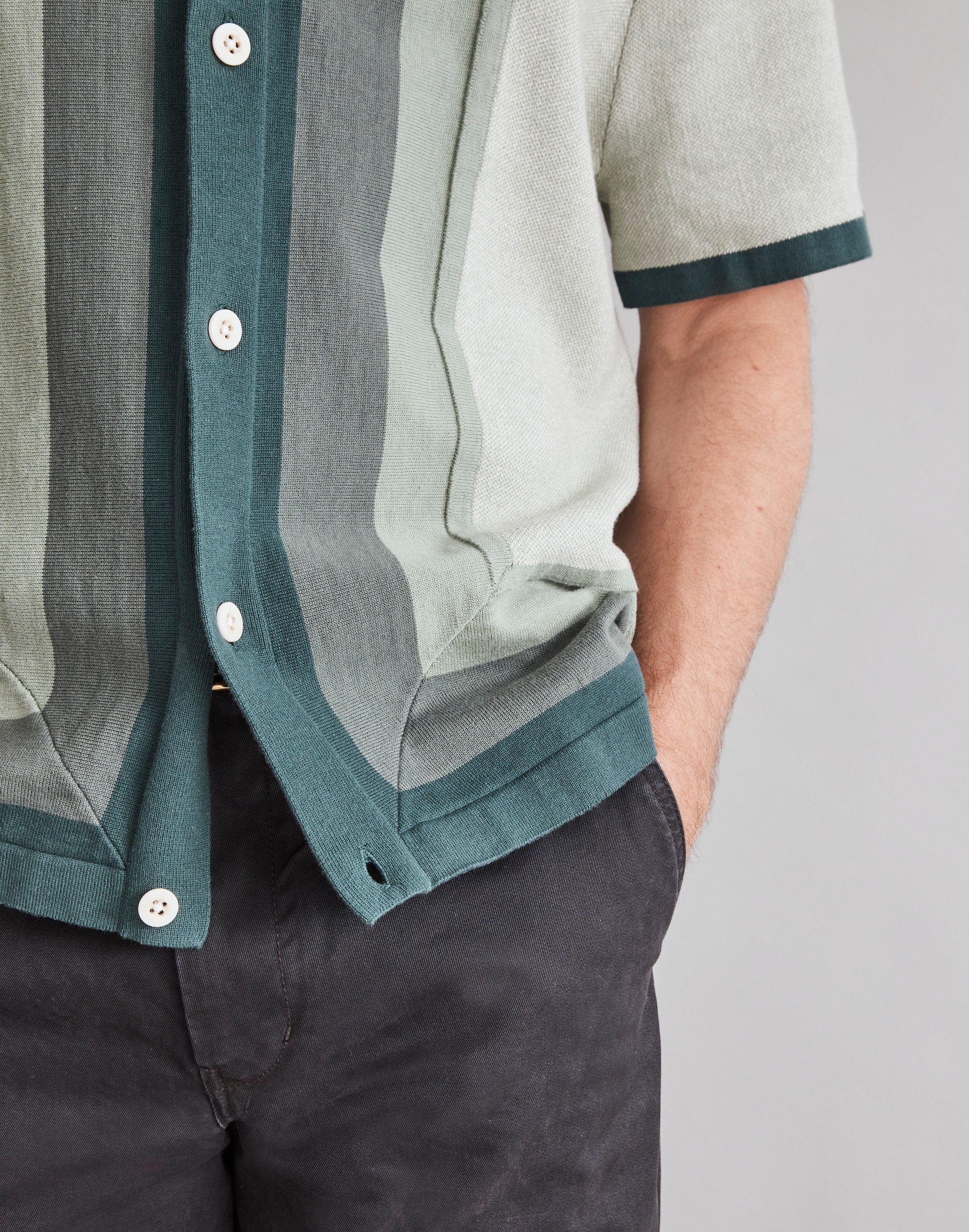 Button-Up Short-Sleeve Sweater Polo