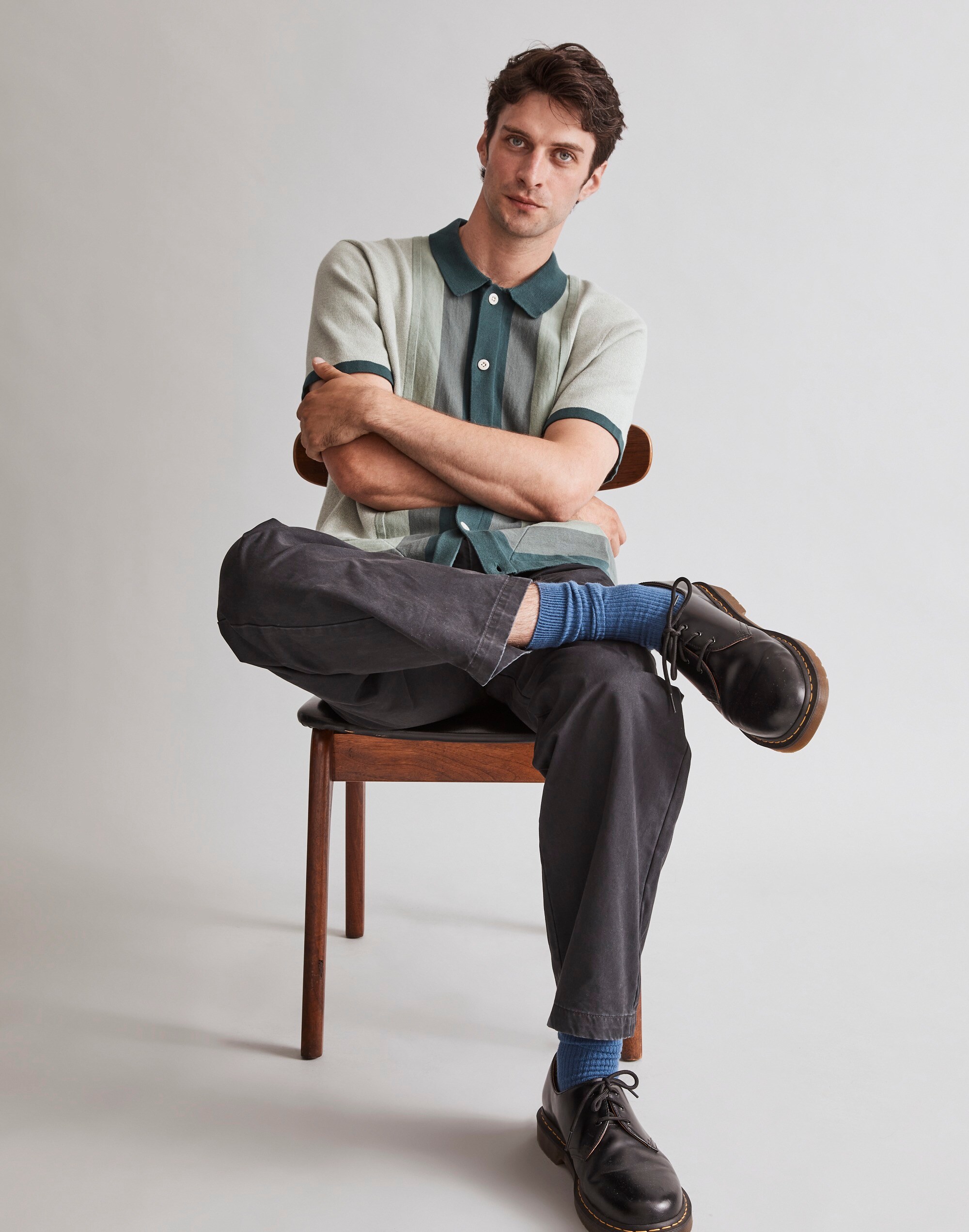 Button-Up Short-Sleeve Sweater Polo