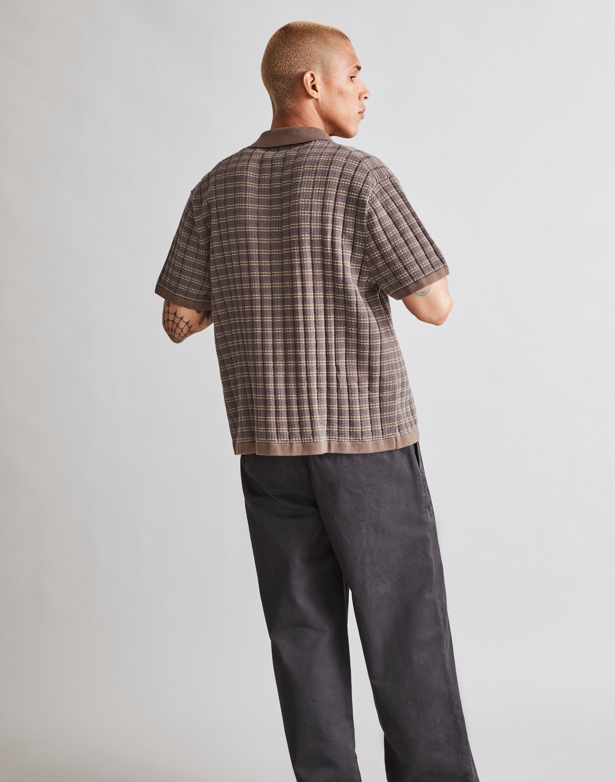 Button-Up Short-Sleeve Sweater Polo