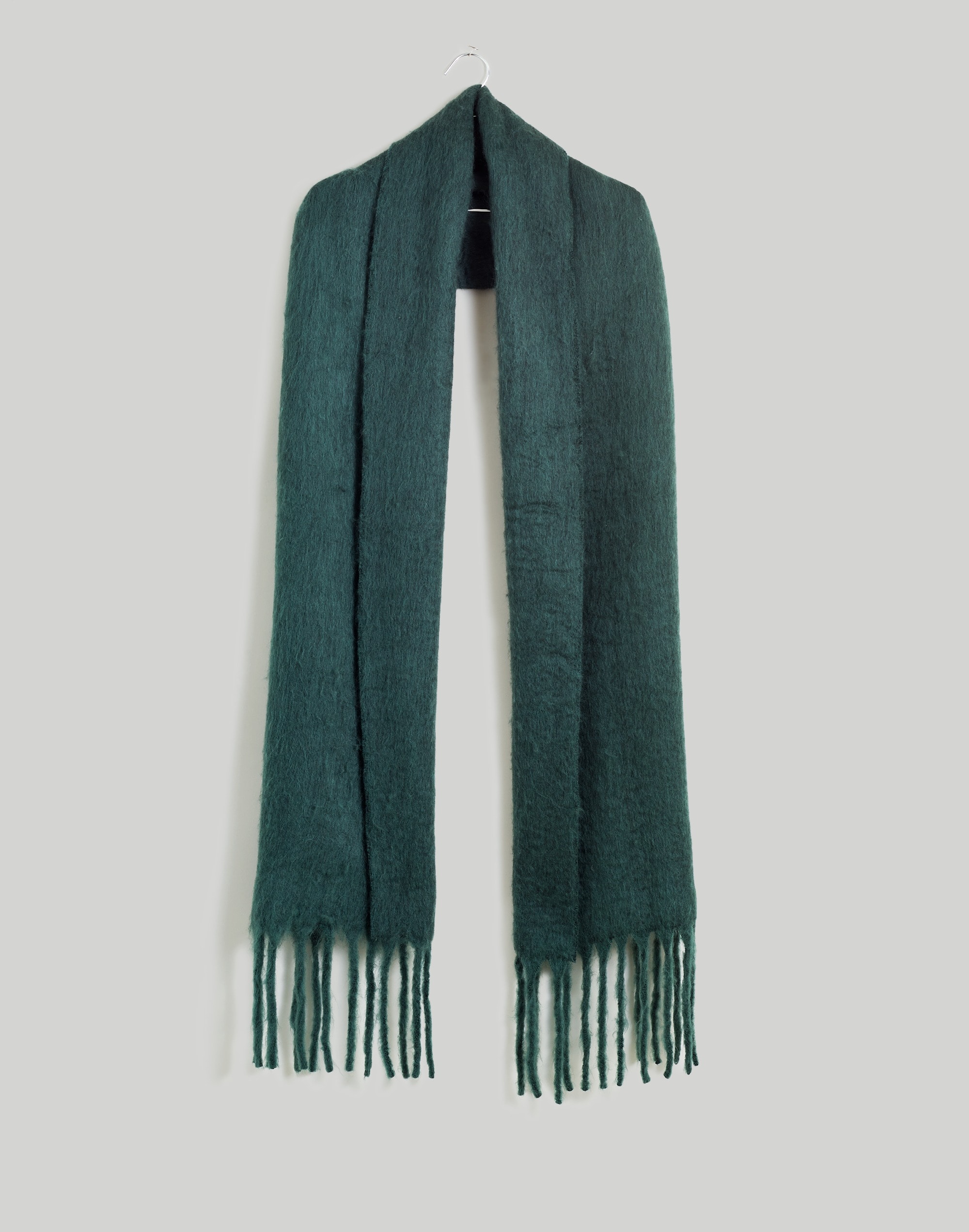 Mw Contrast-fringe Knit Scarf In Old Spruce