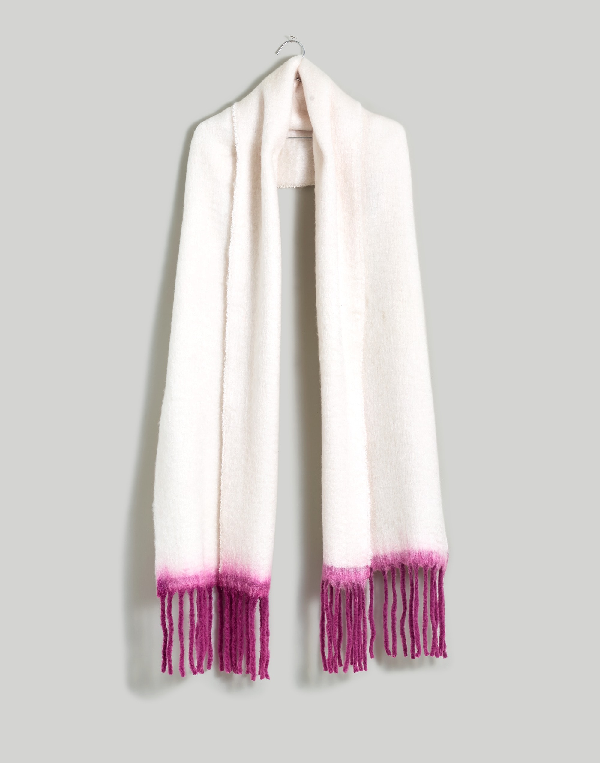 Mw Contrast-fringe Knit Scarf In Nouveau Pink