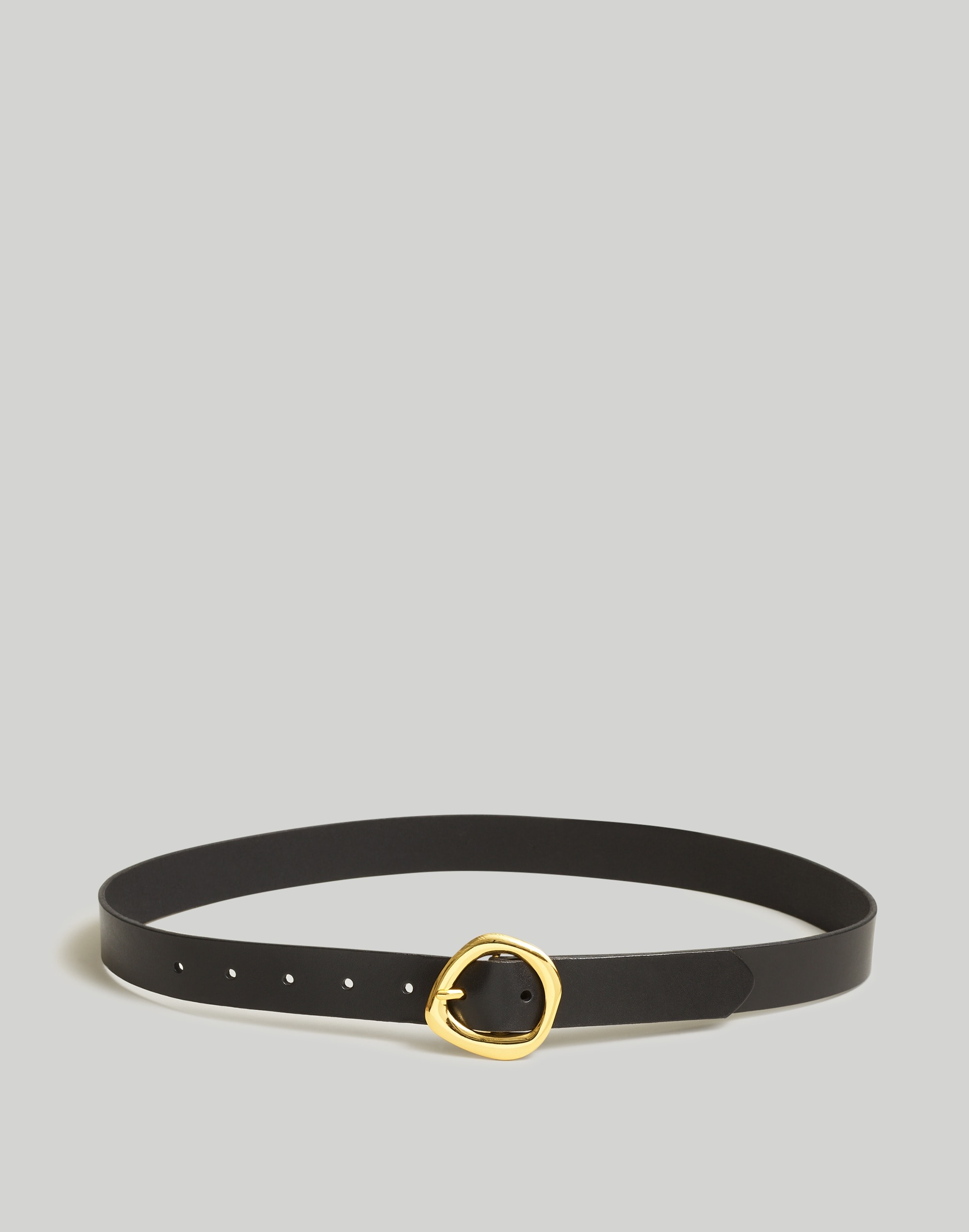 Mw Sculpted-buckle Leather Belt In True Black