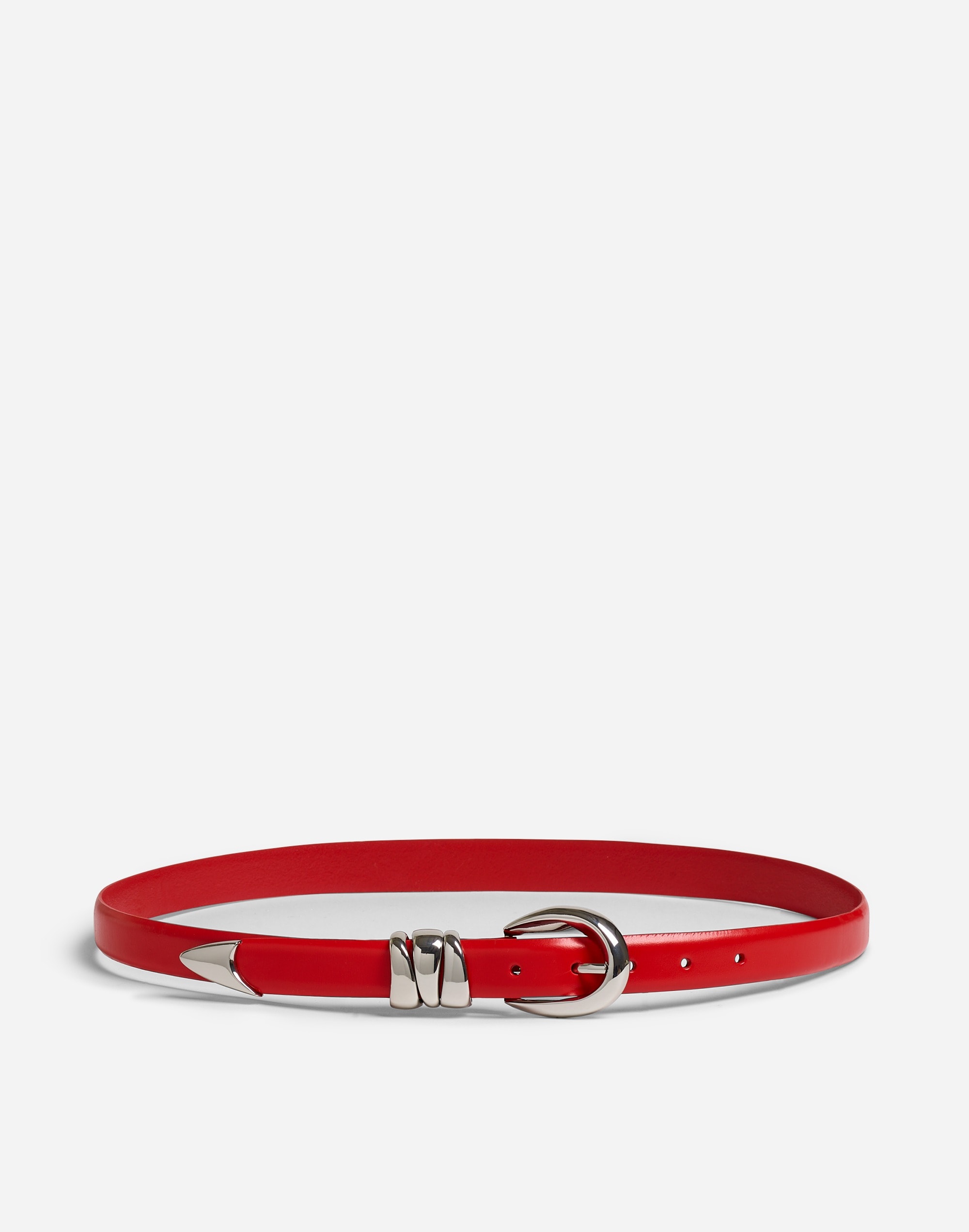 Mw Chunky Metal Leather Belt In Kilt Red