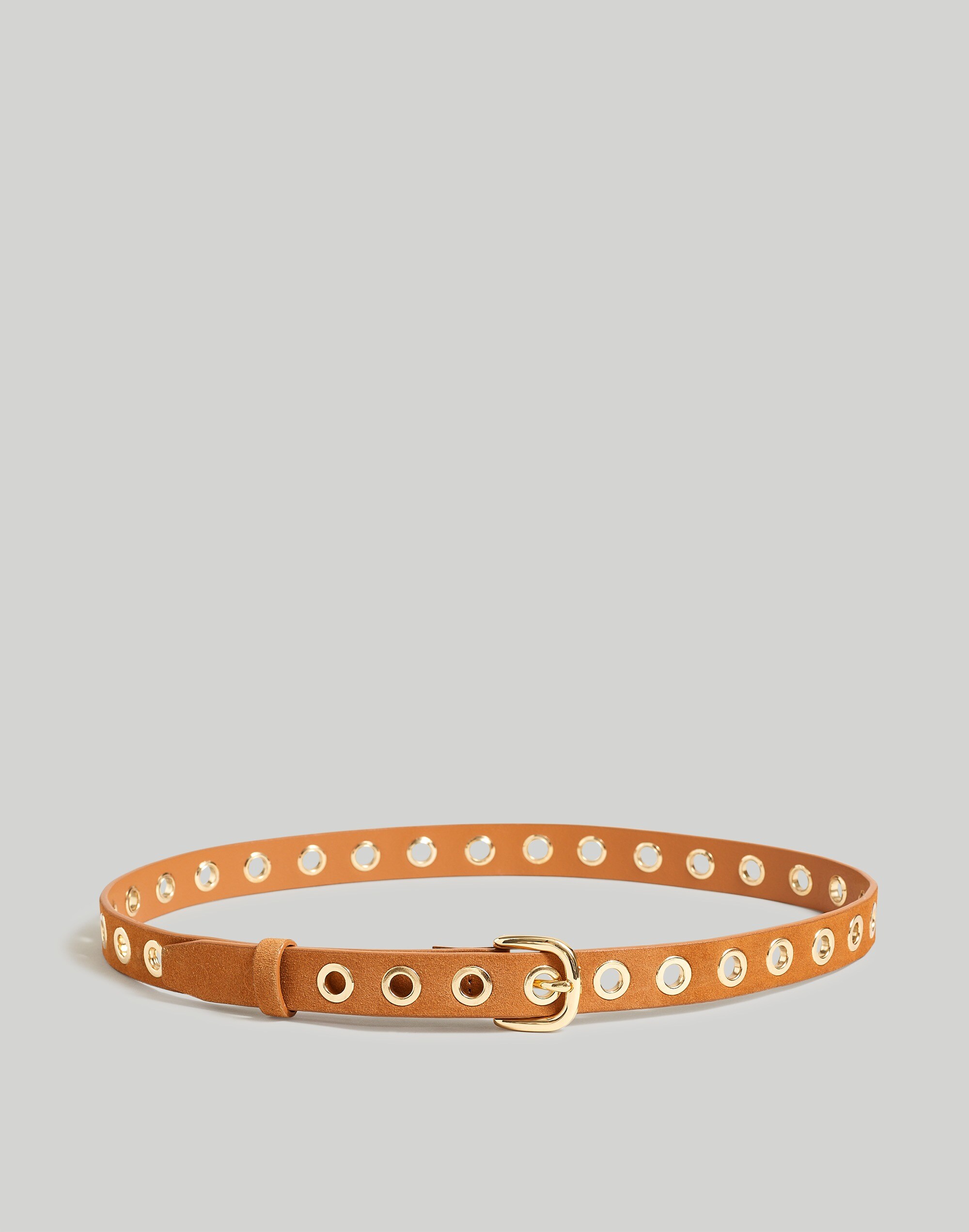 Grommet-Embellished Suede Belt