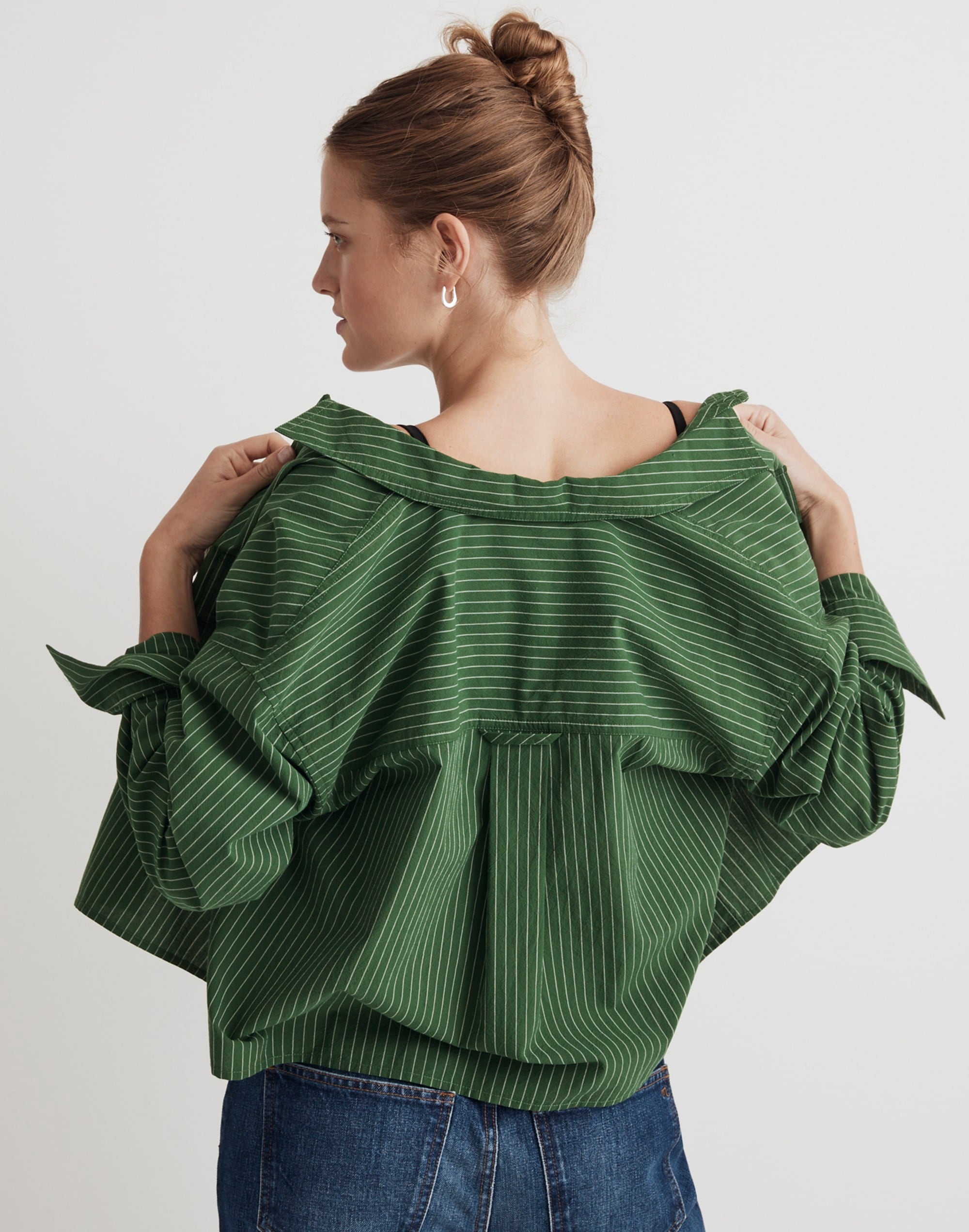 Signature Poplin Cargo Button-Up Shirt in Stripe