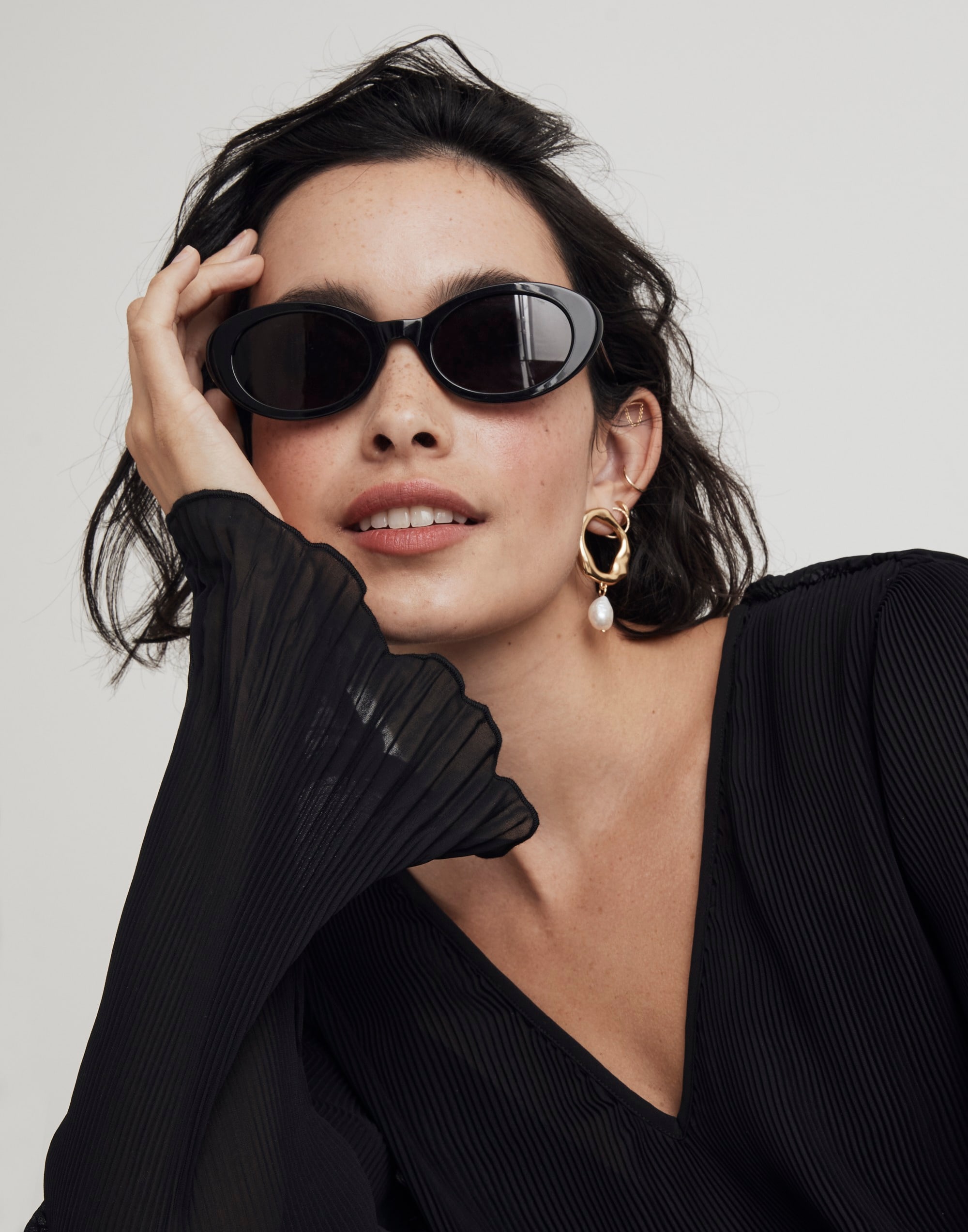 Pleated Flare-Sleeve Top