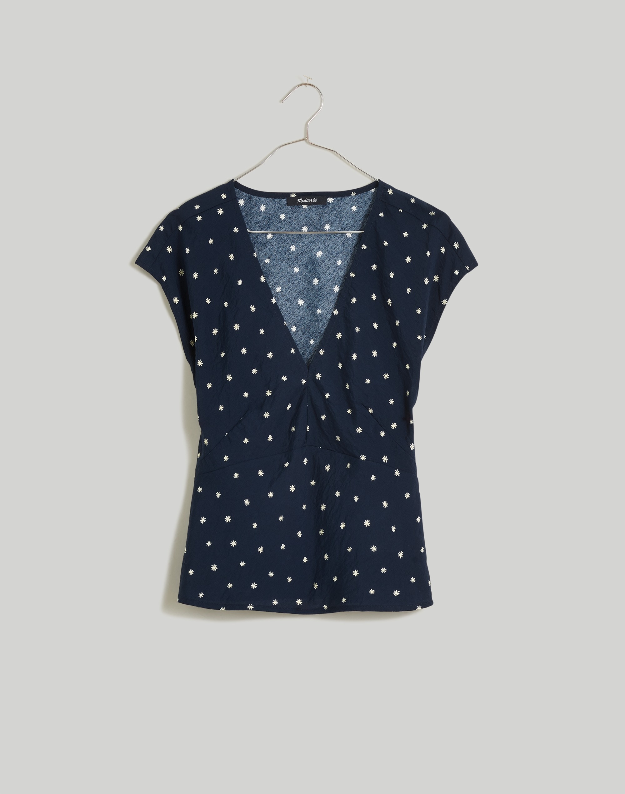 V-Neck Cap-Sleeve Top in Ditsy Floral