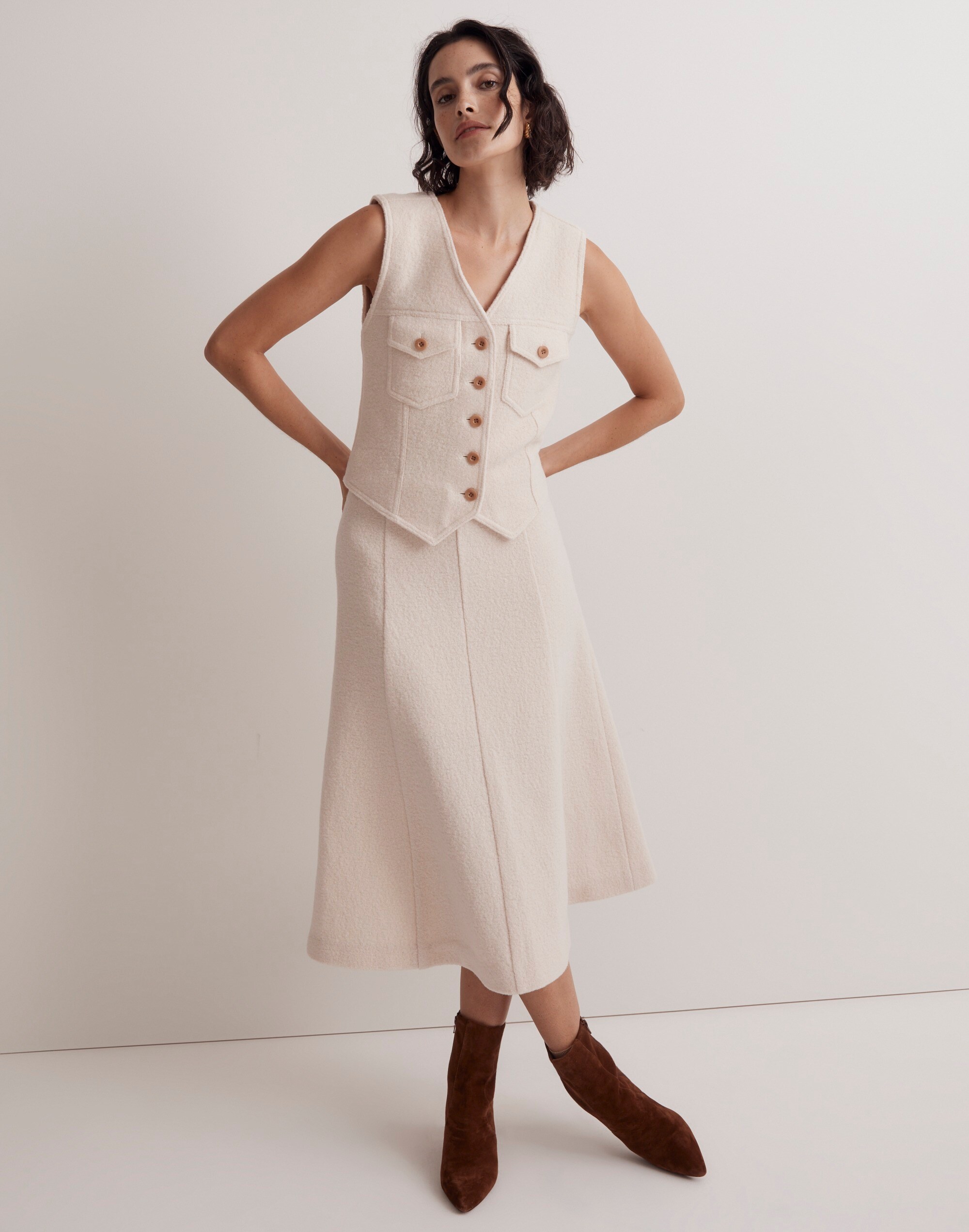 Boiled Wool Boucl&eacute; Vest