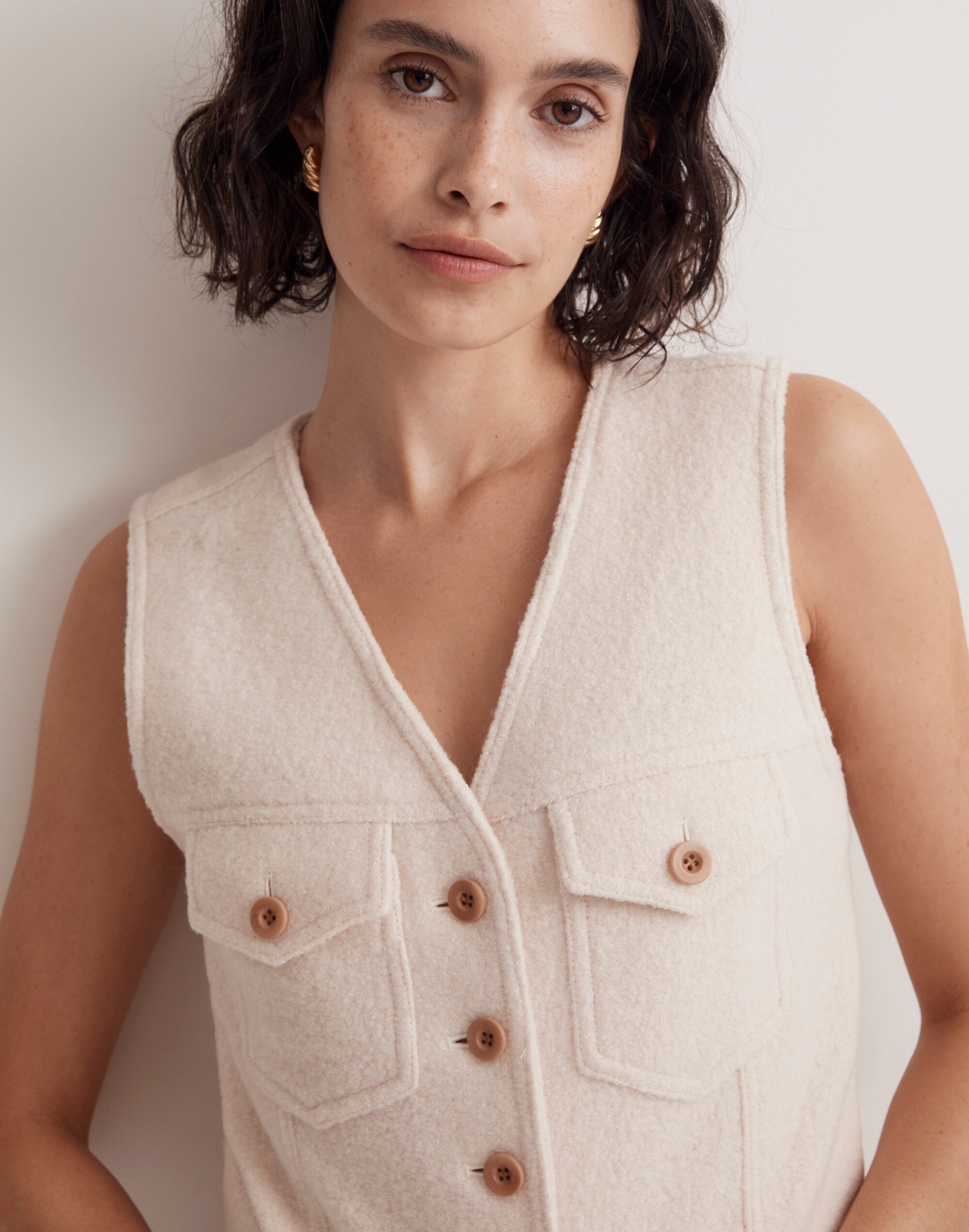 Boiled Wool Boucl&eacute; Vest