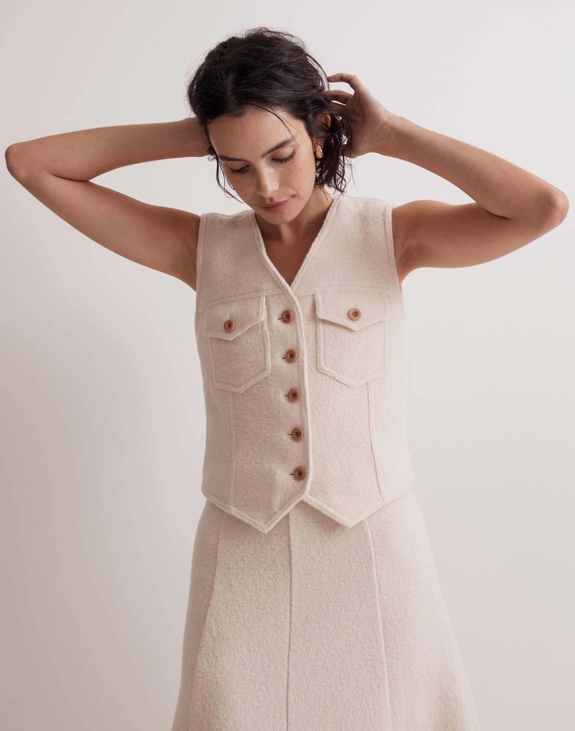 boiled wool boucl&eacute; vest