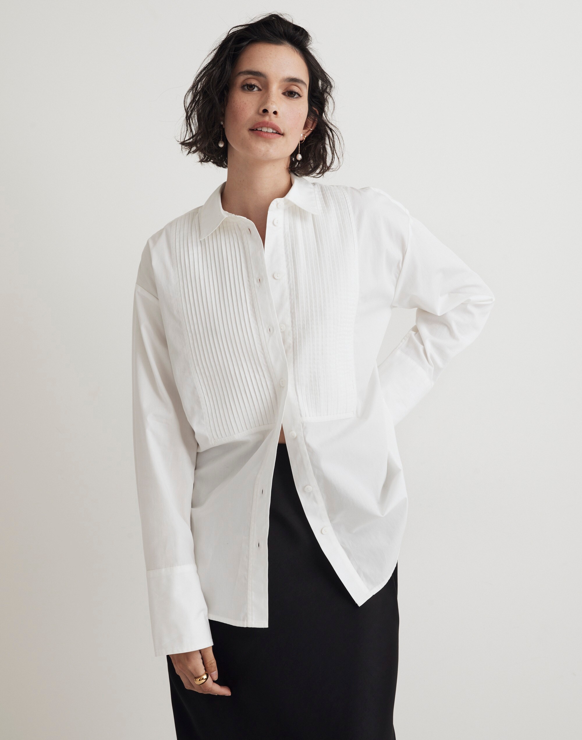 Poplin Oversized Tuxedo Shirt