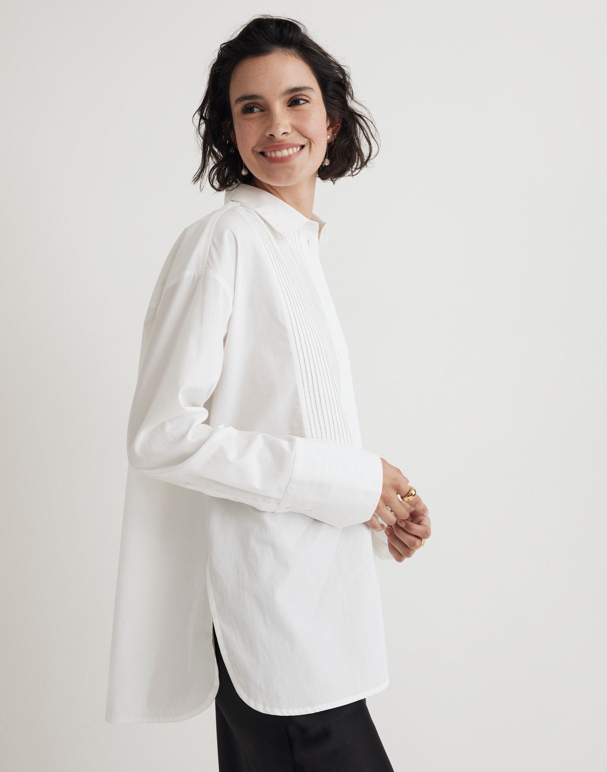 Poplin Oversized Tuxedo Shirt